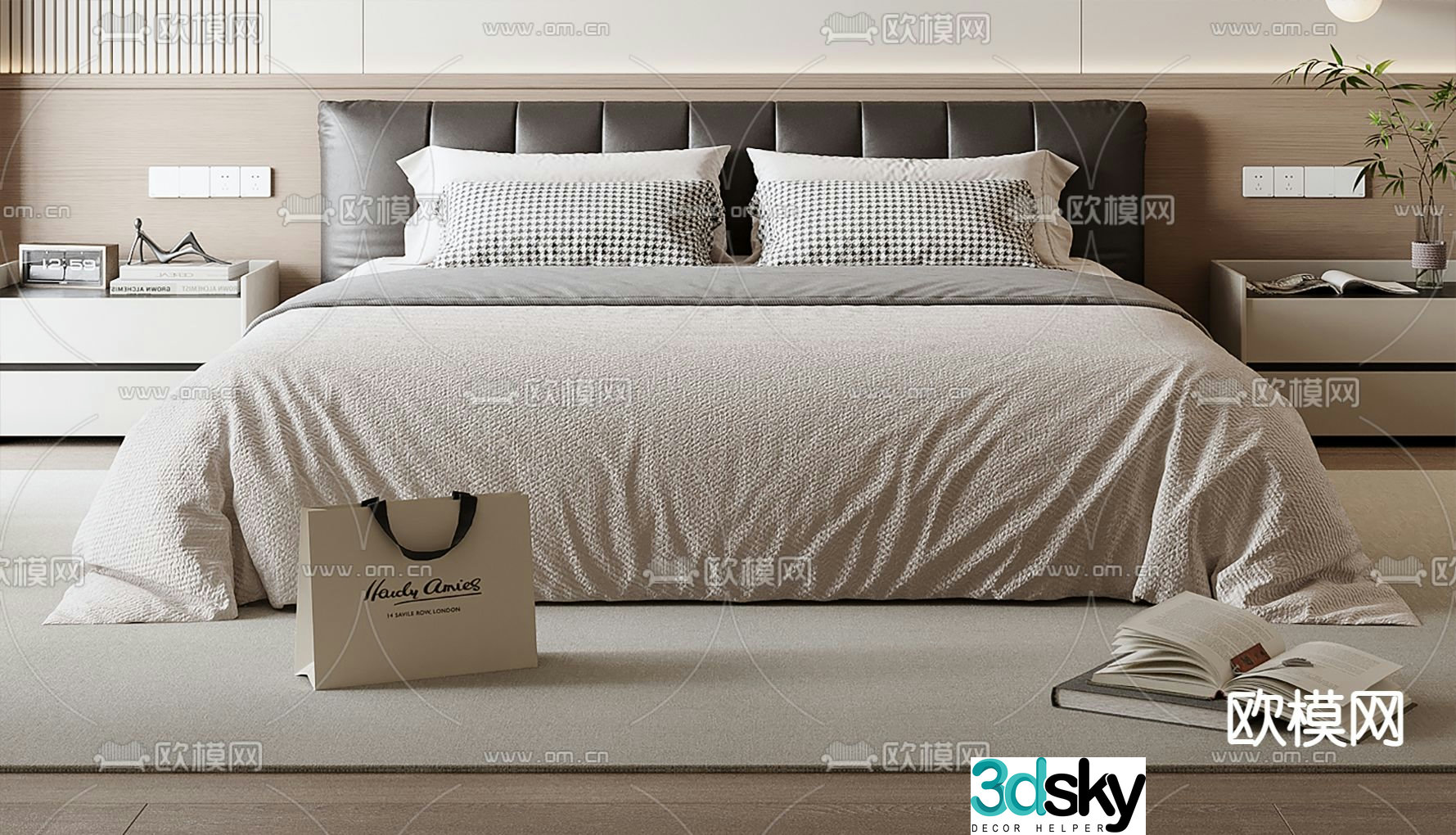 Modern double bed 3d model