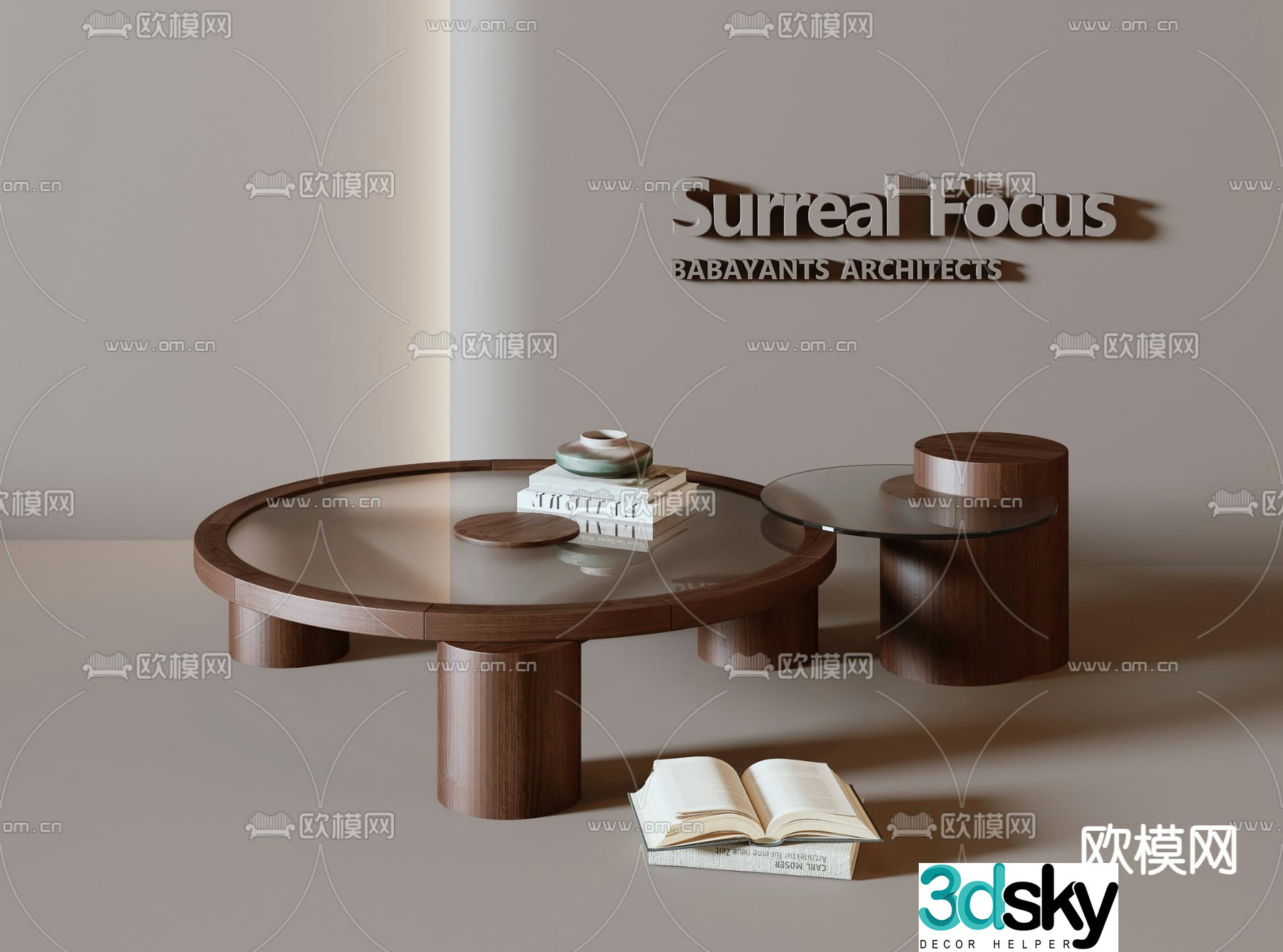 Modern coffee table mother-in-law coffee table 3d model