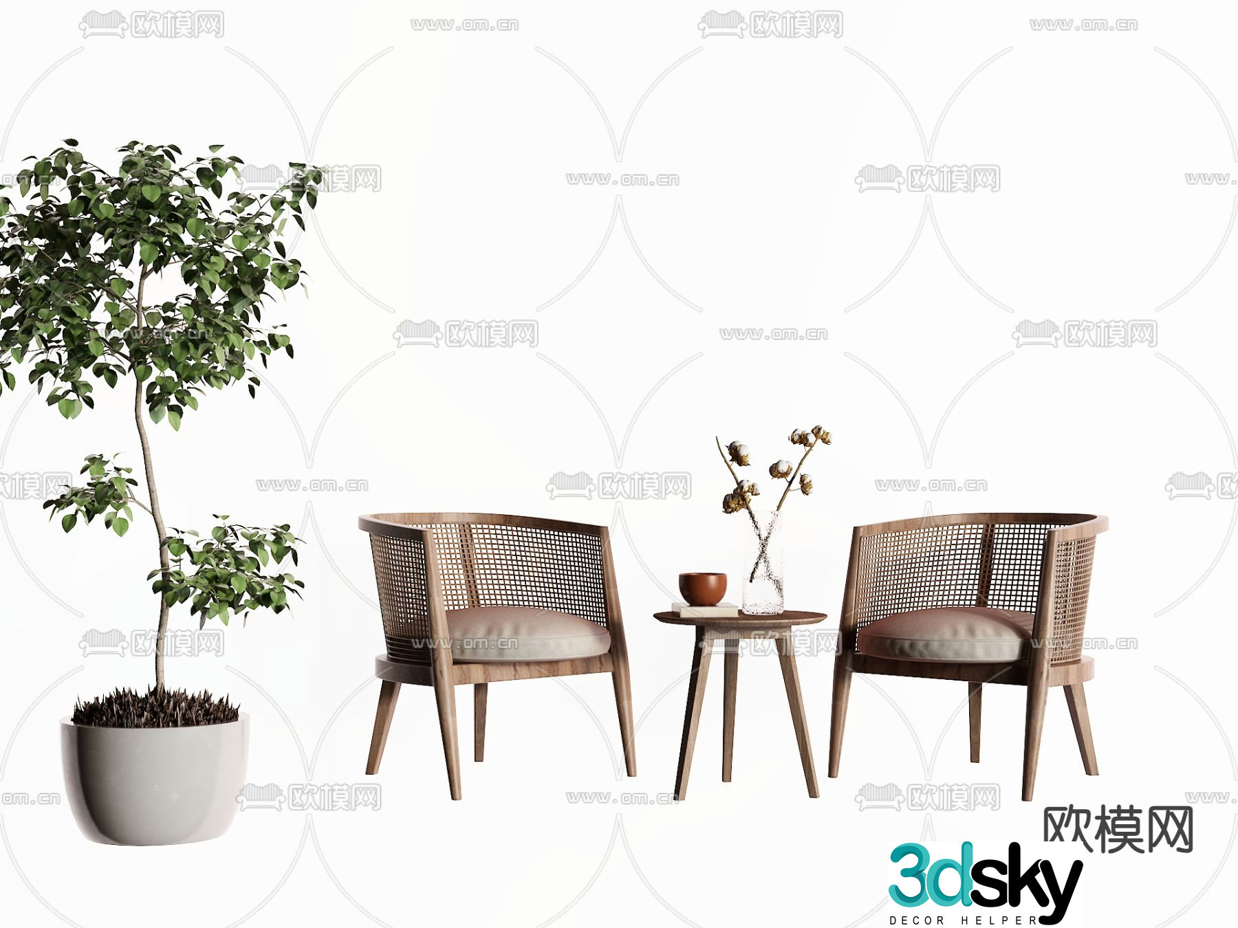 Wabi-sabi outdoor chair rattan chair leisure chair 3d model