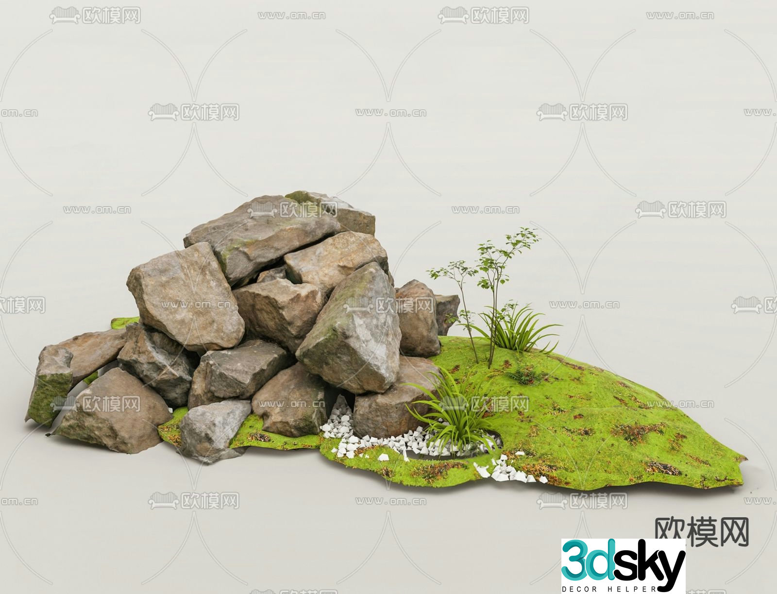 Landscape stones rocks stones rockery 3d model
