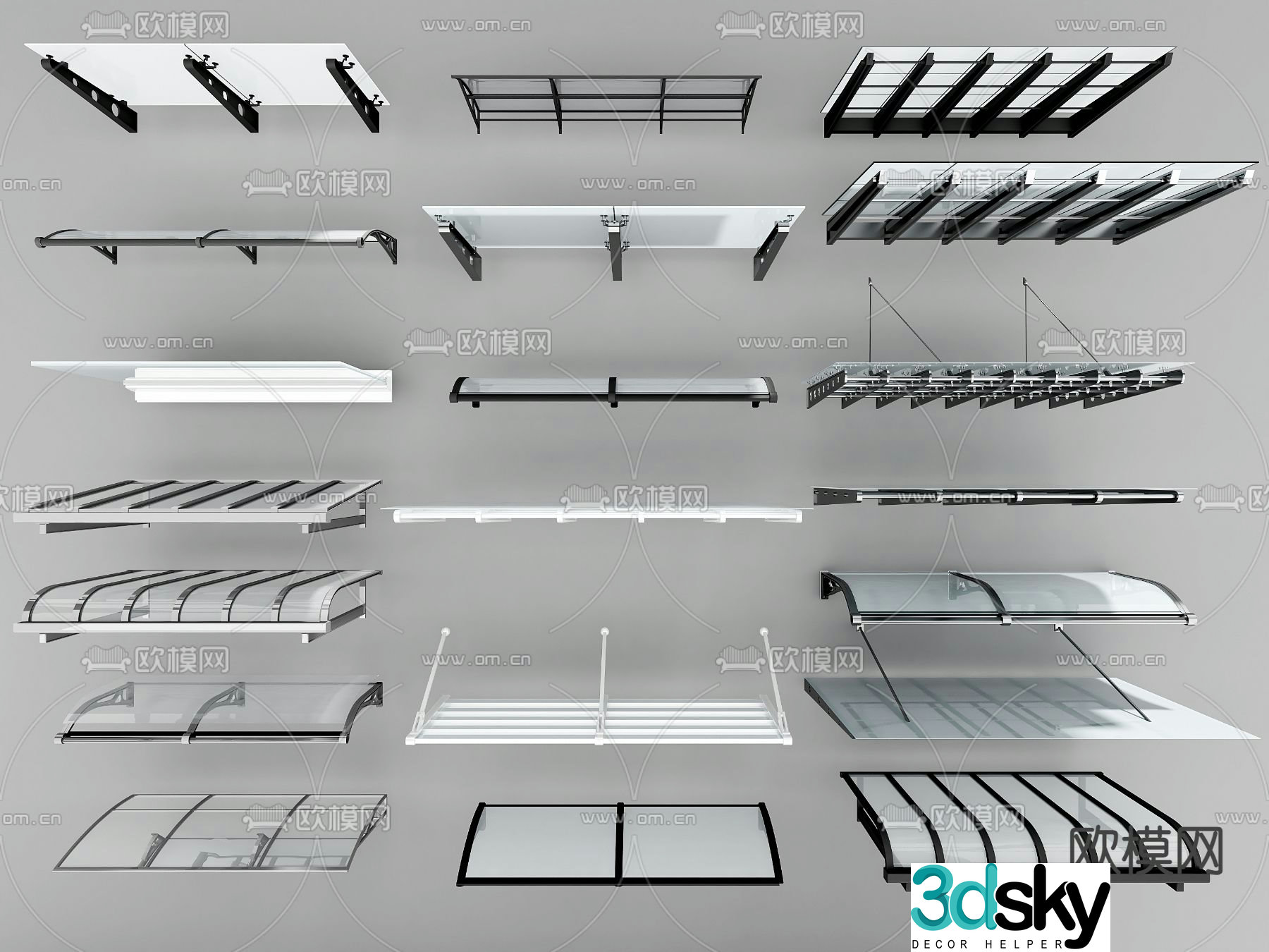 Canopy Glass Canopy Glass Rain 3D Model