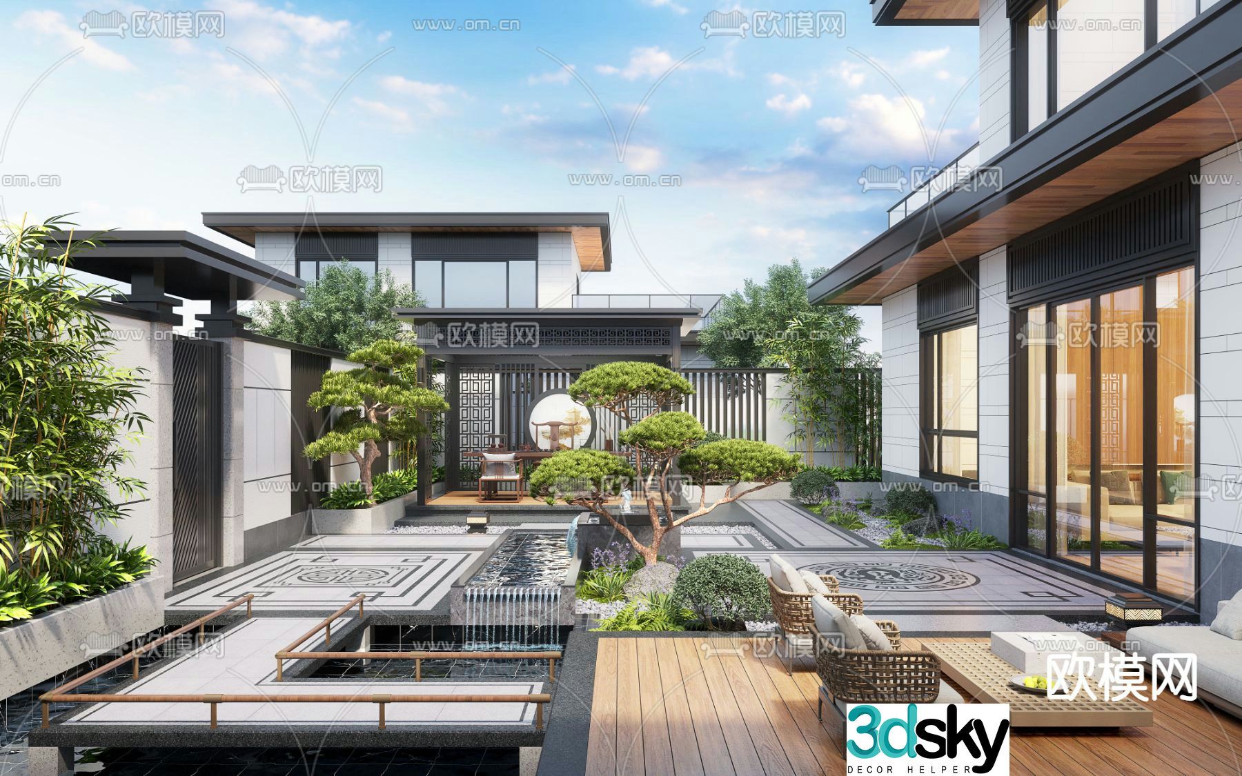 Villa courtyard garden 3d model