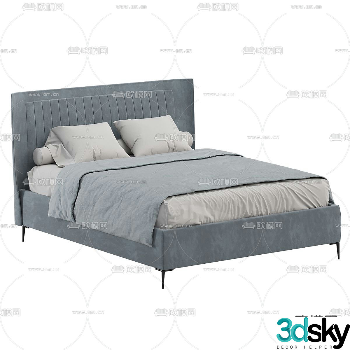 Modern double bed 3d model