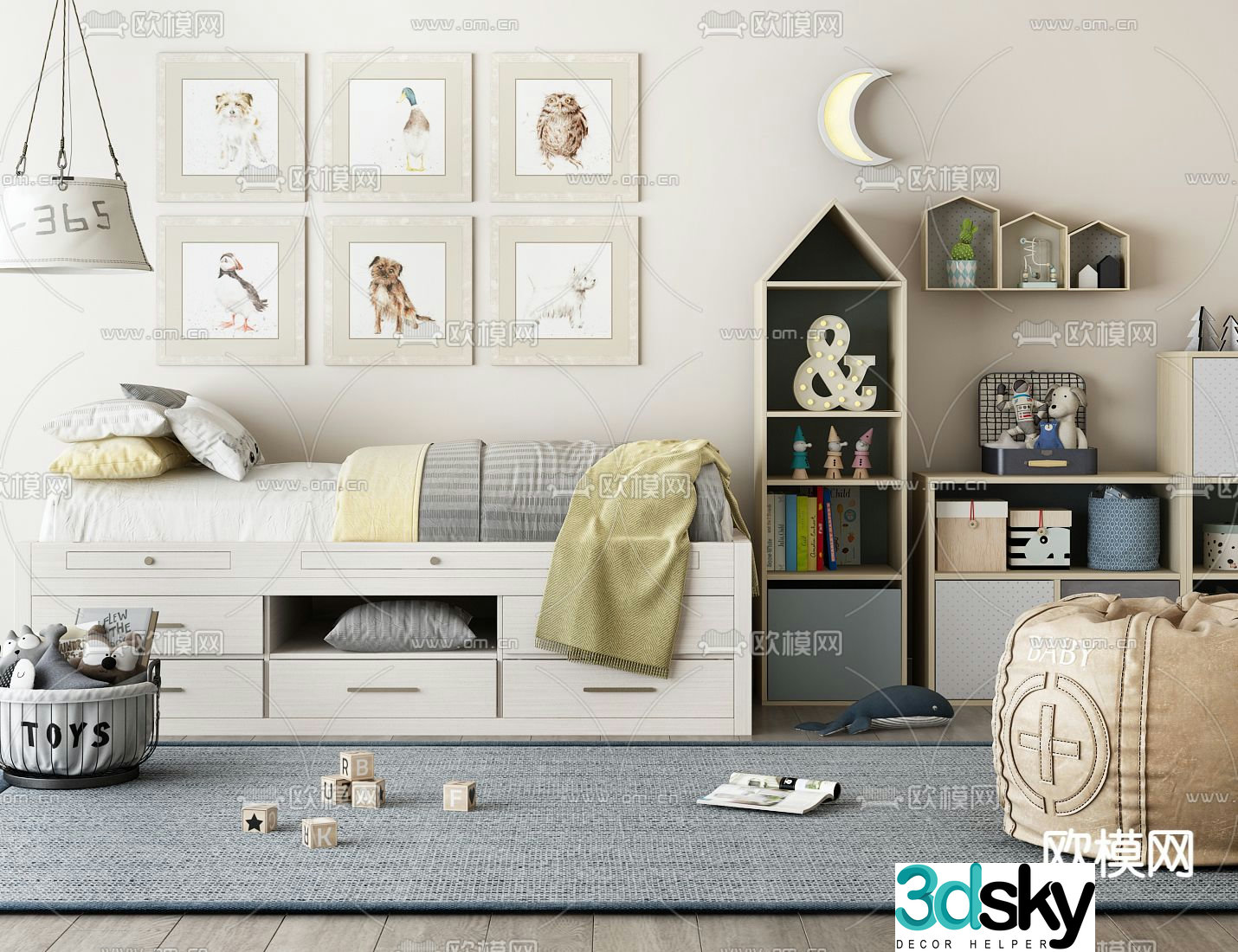 Children’s sofa children’s cabinet cartoon hanging picture 3D model