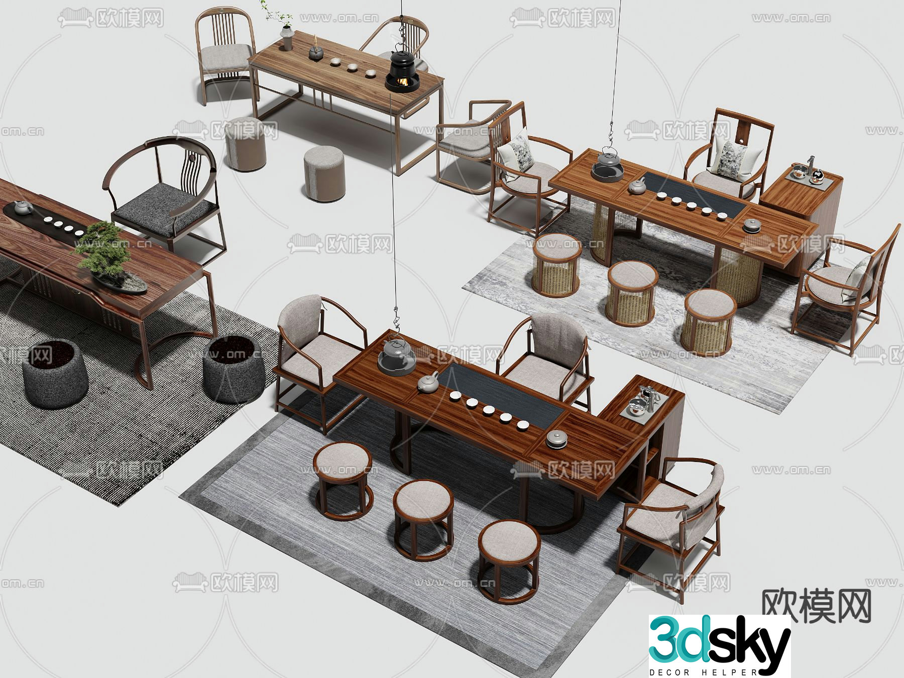 Chinese tea table tea table 3D model