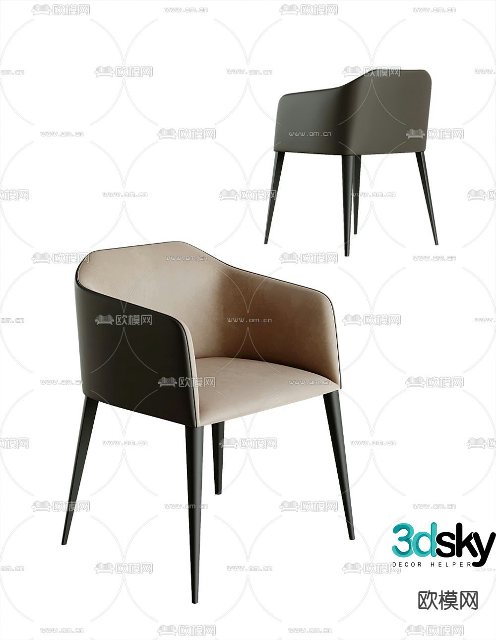 Leather chair Dining chair 3d model