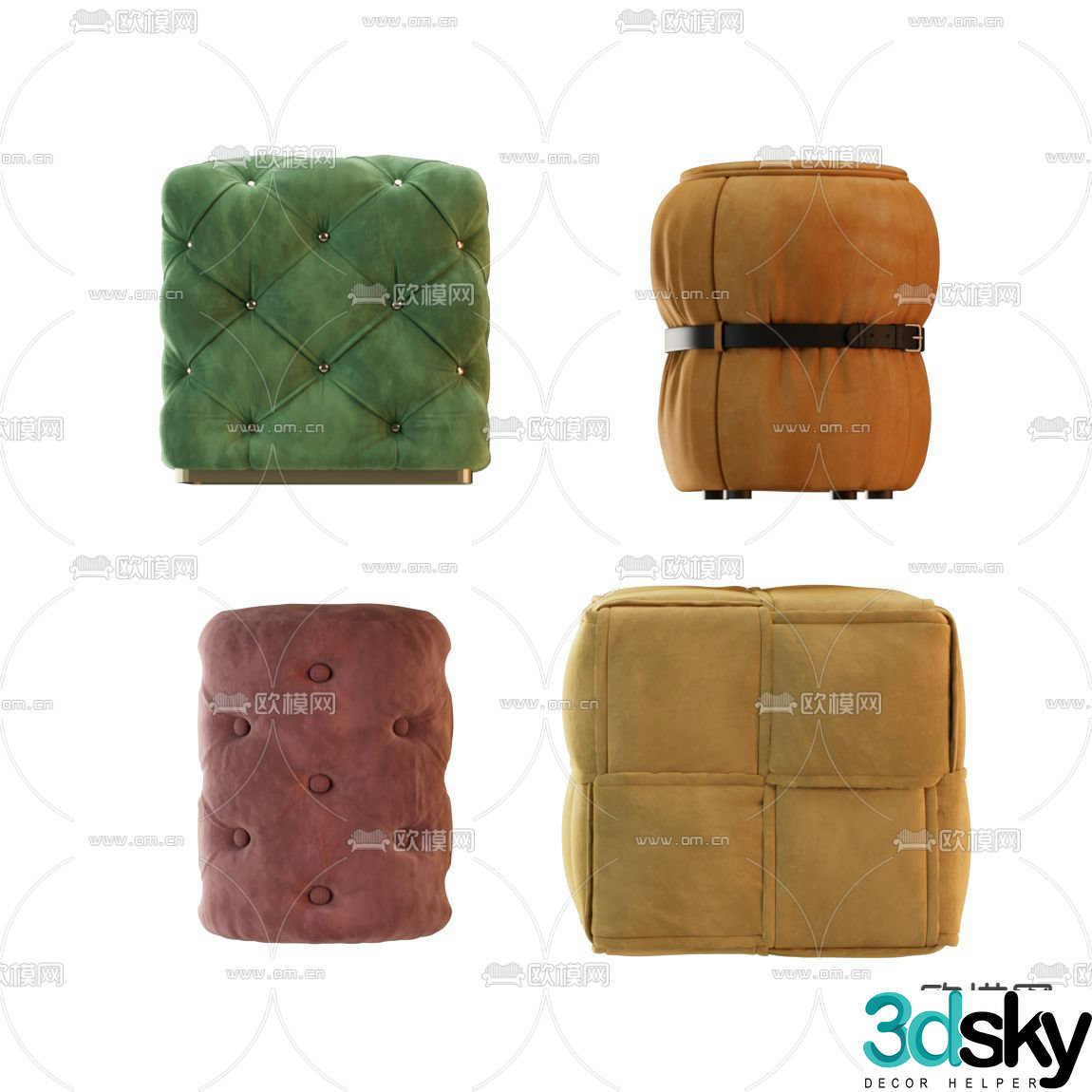 Modern upholstered sofa stool small stool 3d model