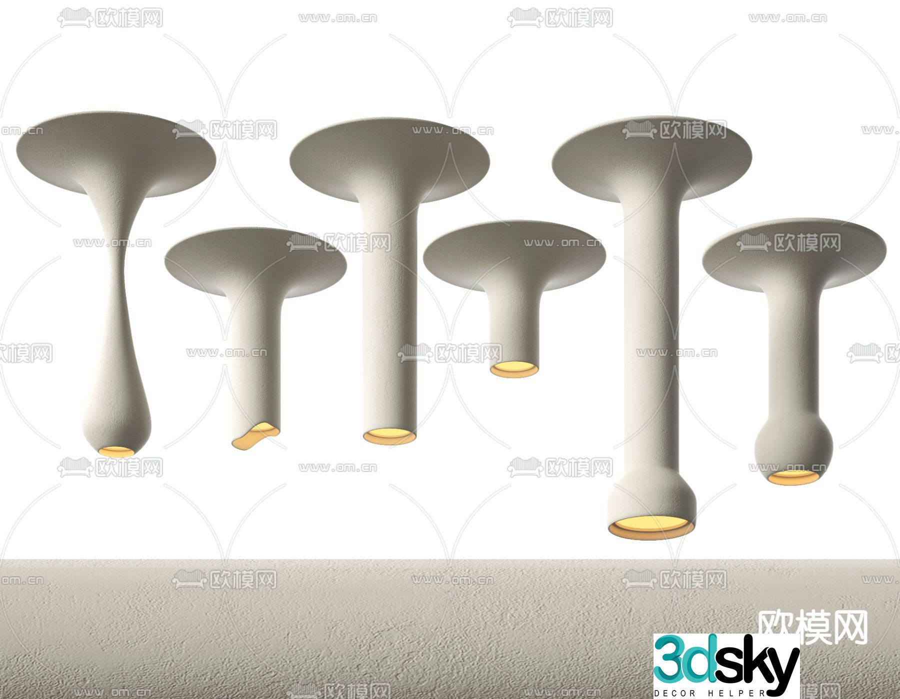 Wabi-sabi chandelier plaster lamp 3d model