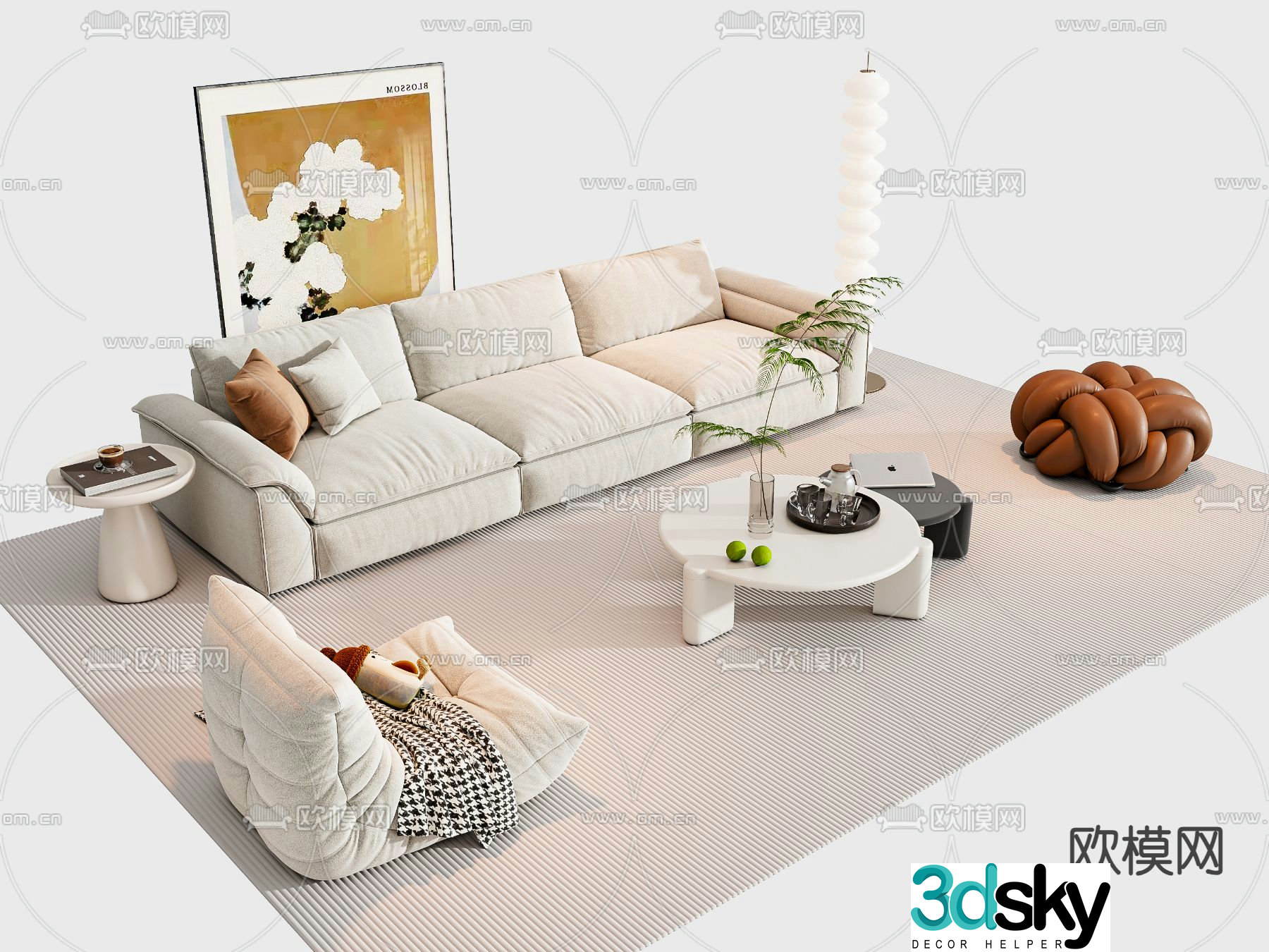 Modern sofa coffee table 3d model