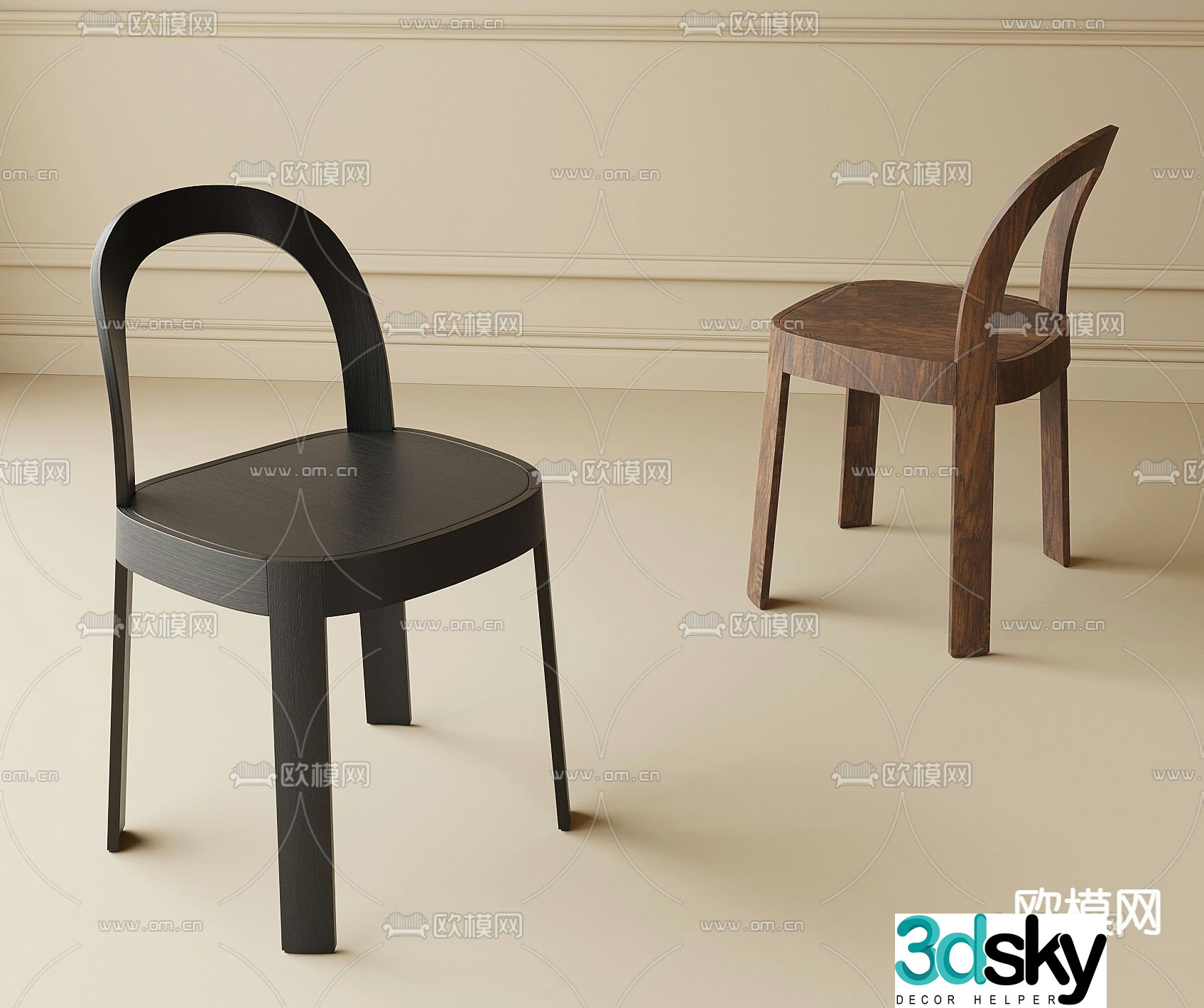 Wabi-sabi chair dining chair 3d model