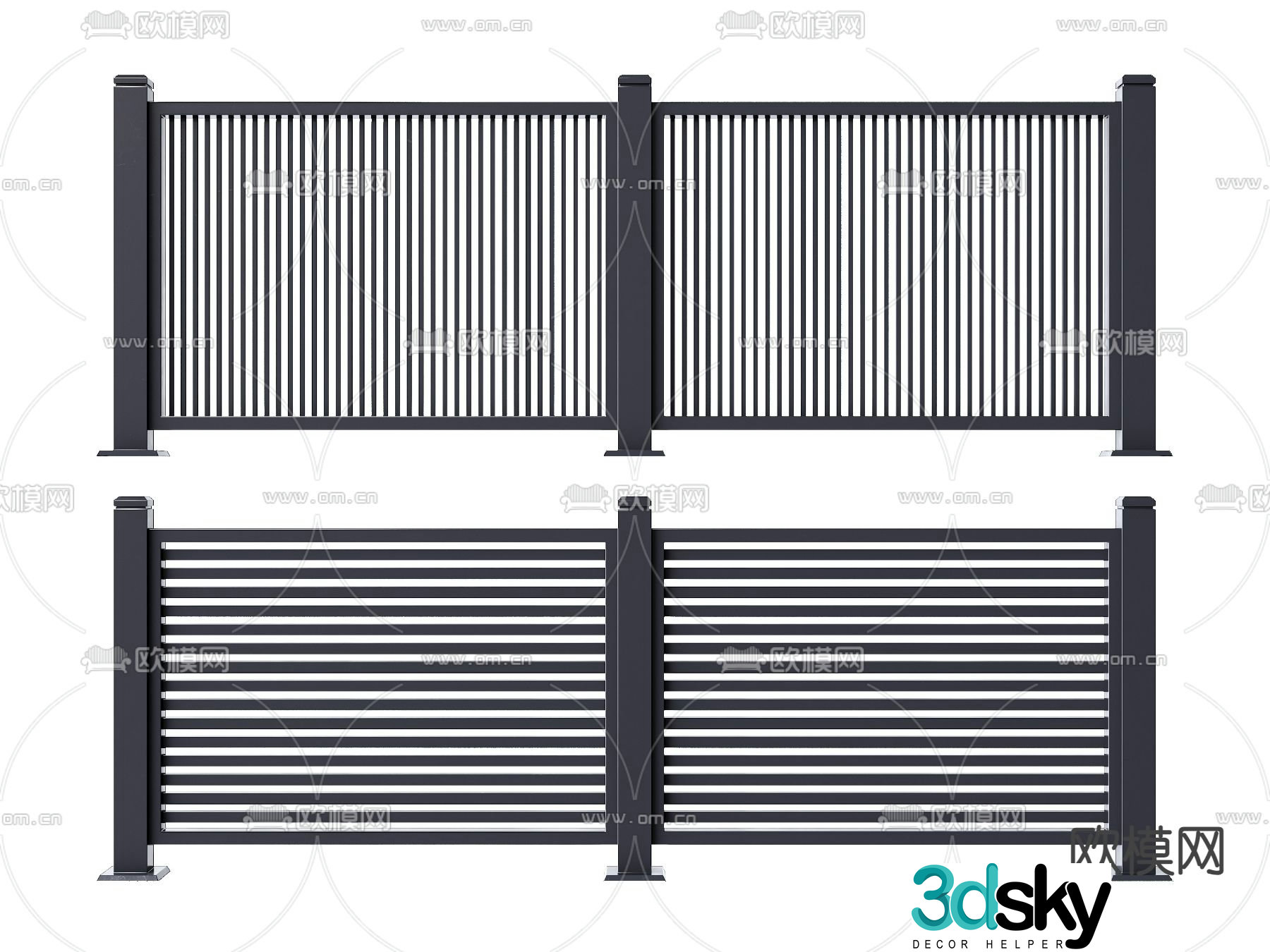 Fence Railing Guardrail 3d Model