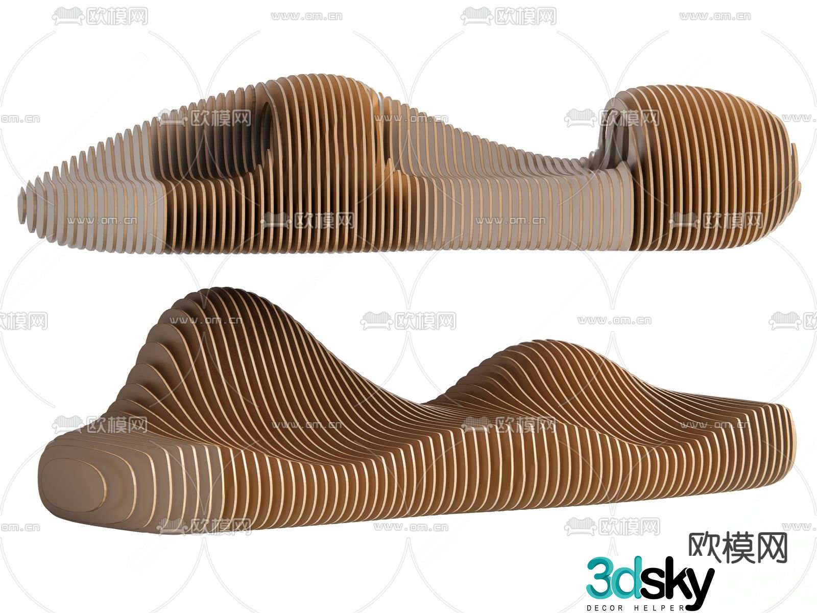 Modern special shaped outdoor bench 3d model