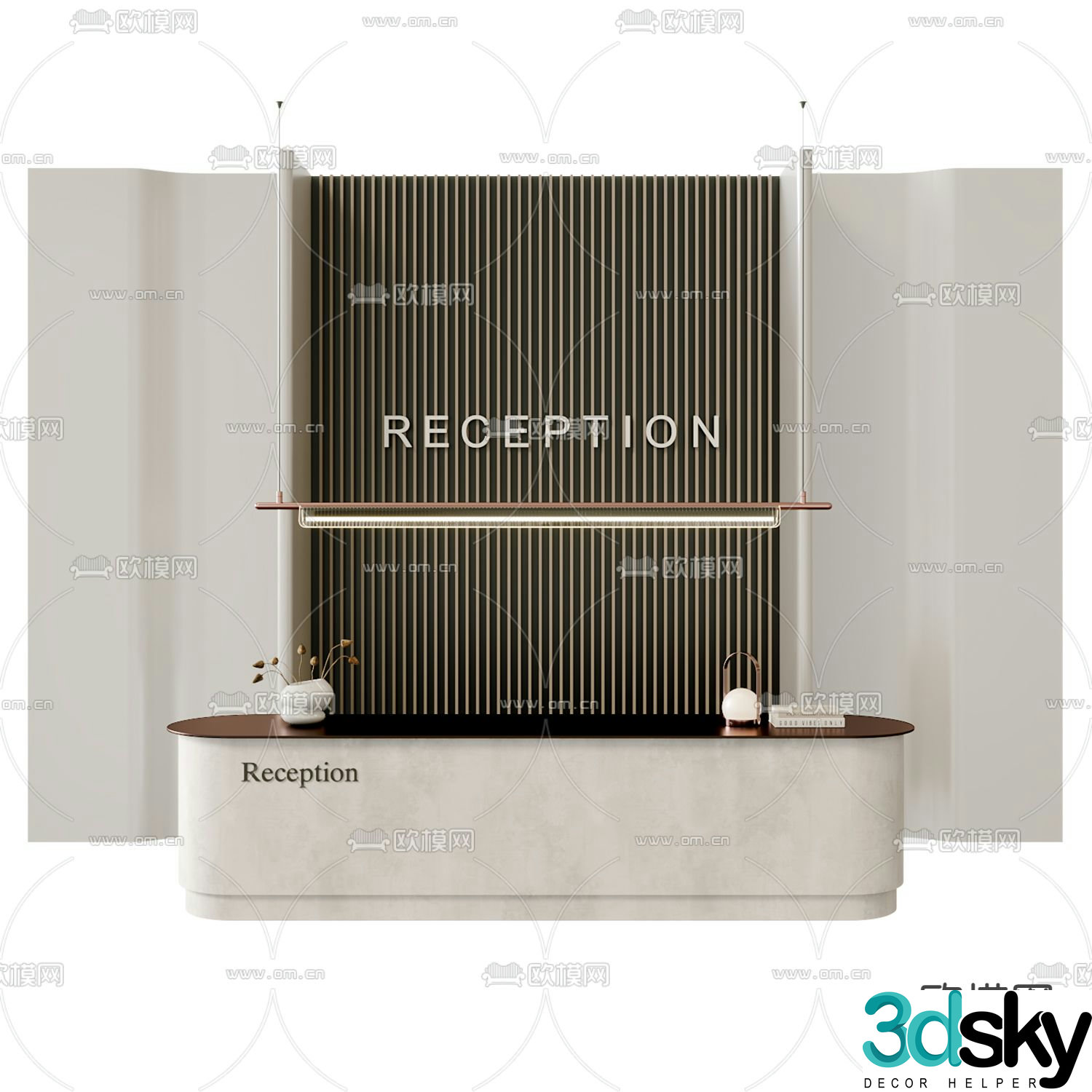 Front desk reception desk service desk 3d model