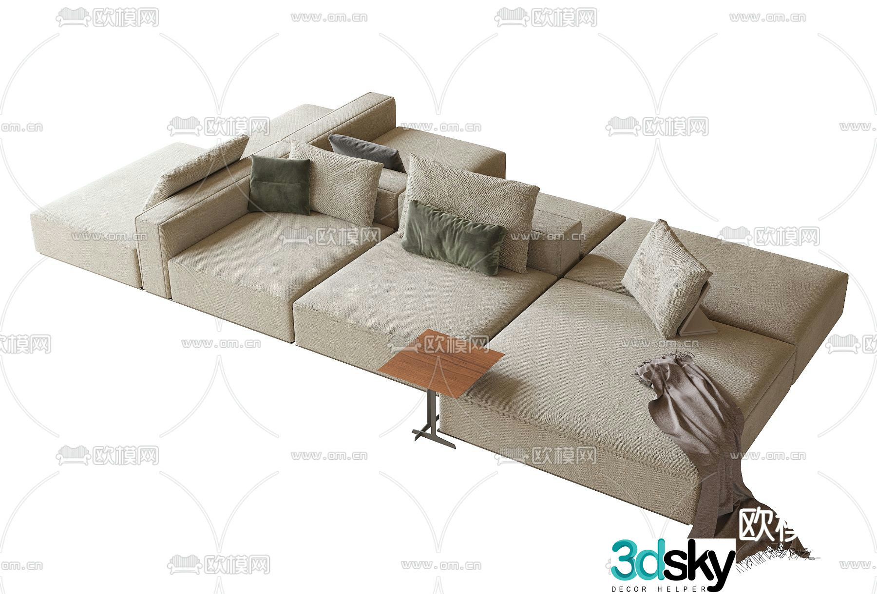 Multi-person sofa module sofa 3d model