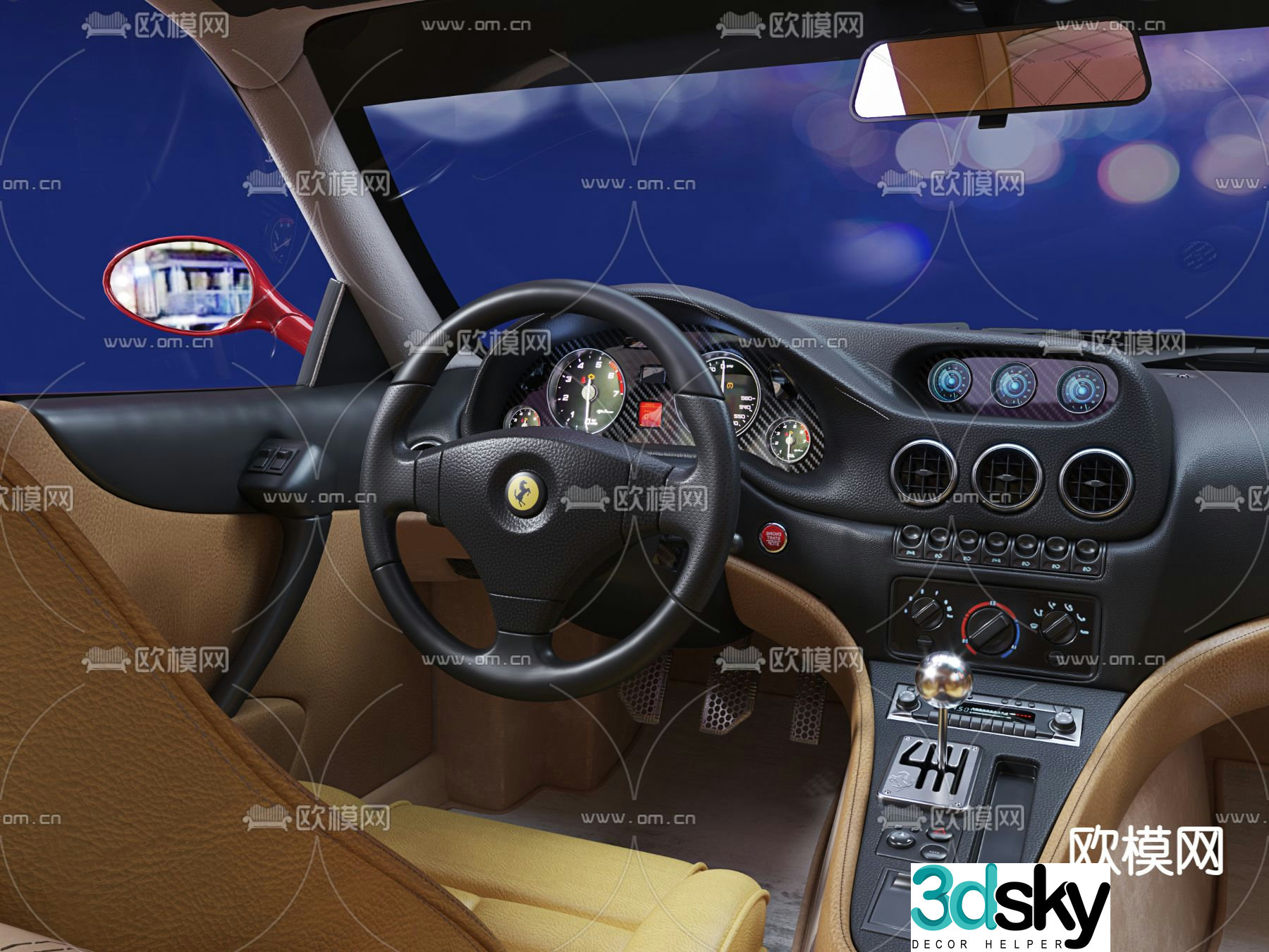 Ferrari sports car interior 3d model
