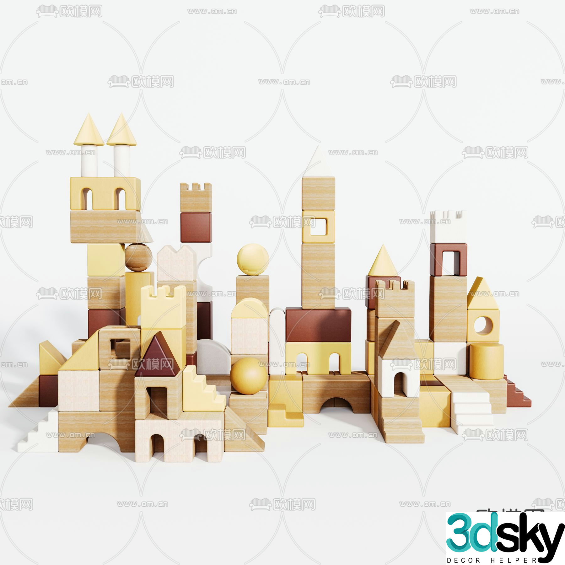 Building block toy castle 3d model