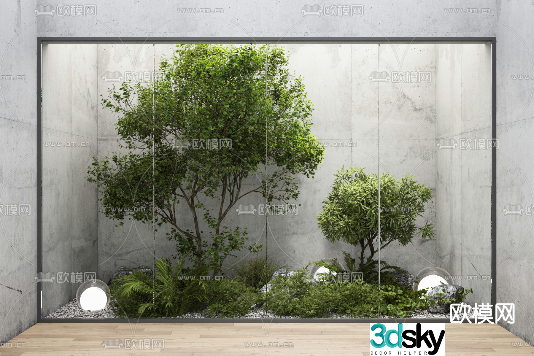 Modern patio interior landscape 3d model