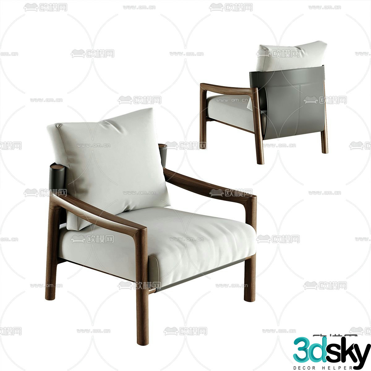 leather sofa chair leisure chair armchair 3d model