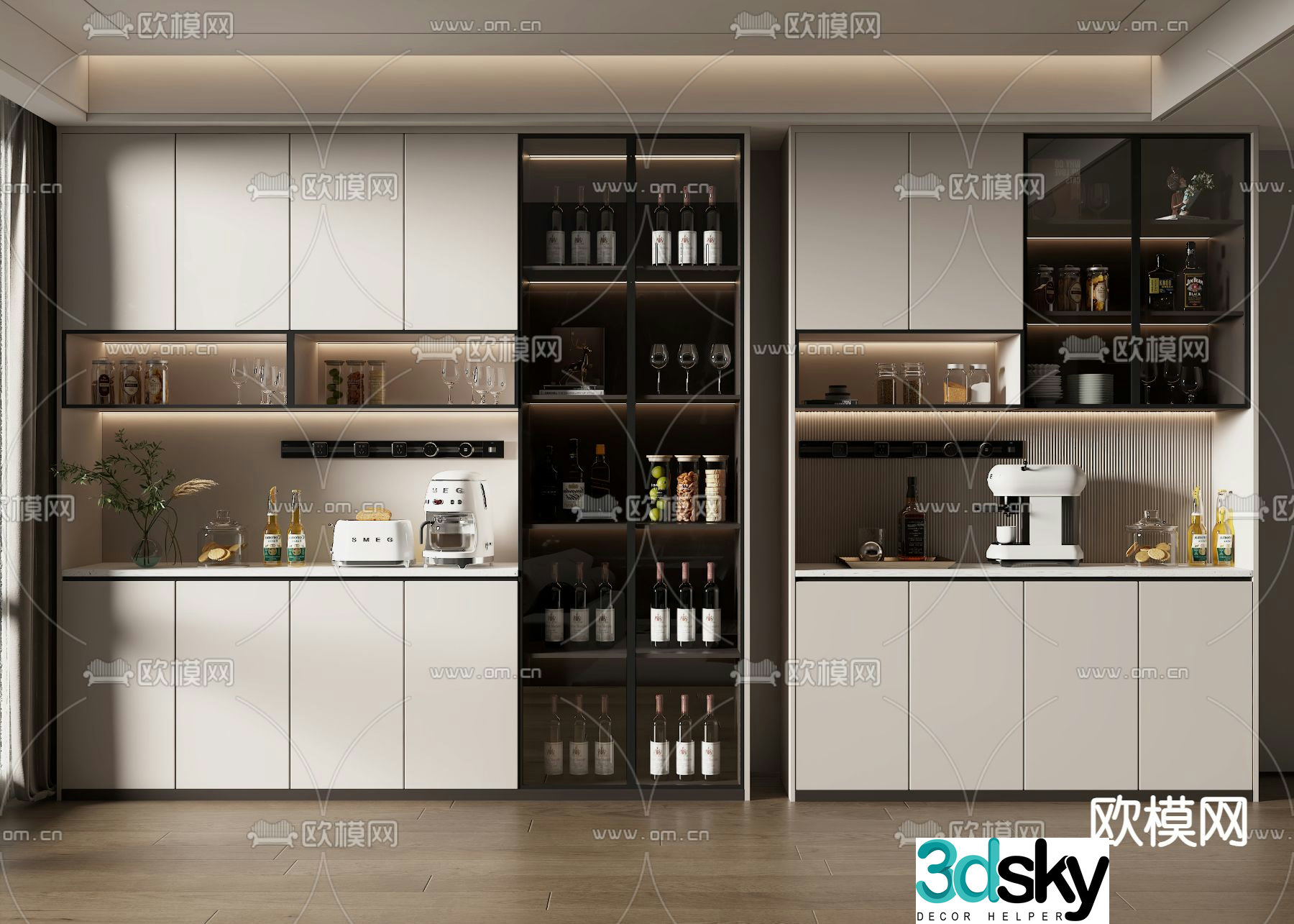 Modern wine cabinet glass cabinet 3d model