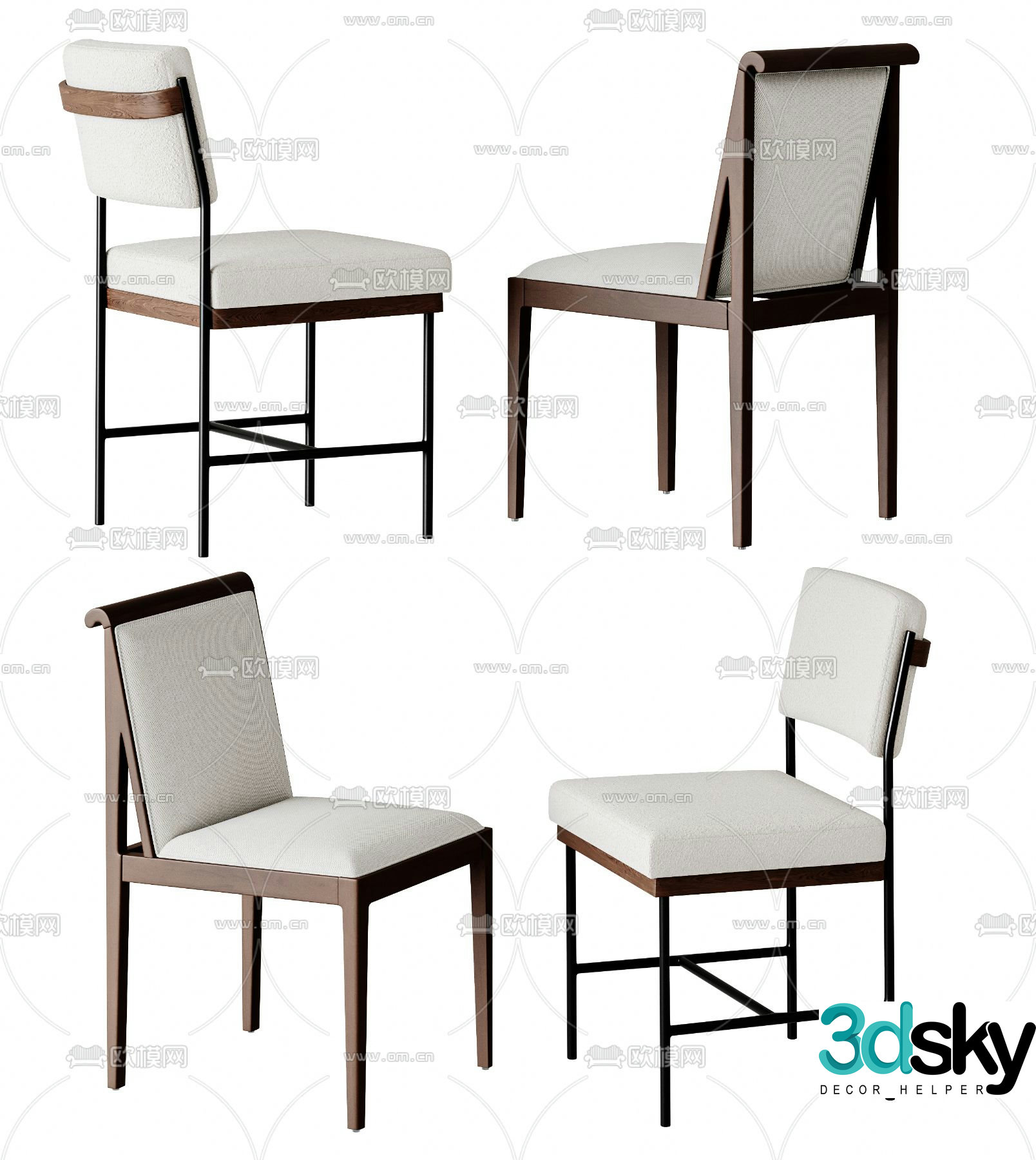 Modern chair dining chair 3d model