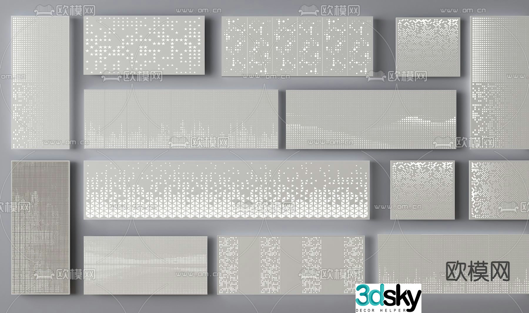 Modern perforated plate aluminum veneer punching plate 3d model