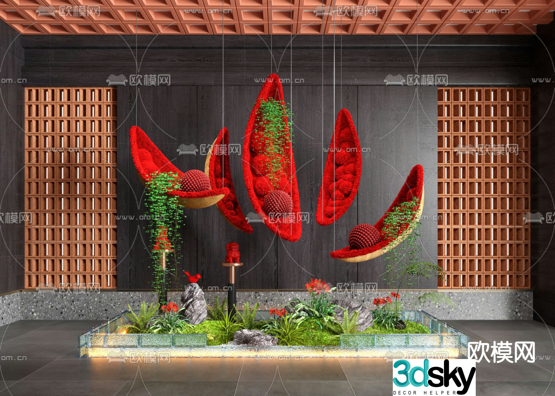 Modern interior landscape interior landscaping 3d model