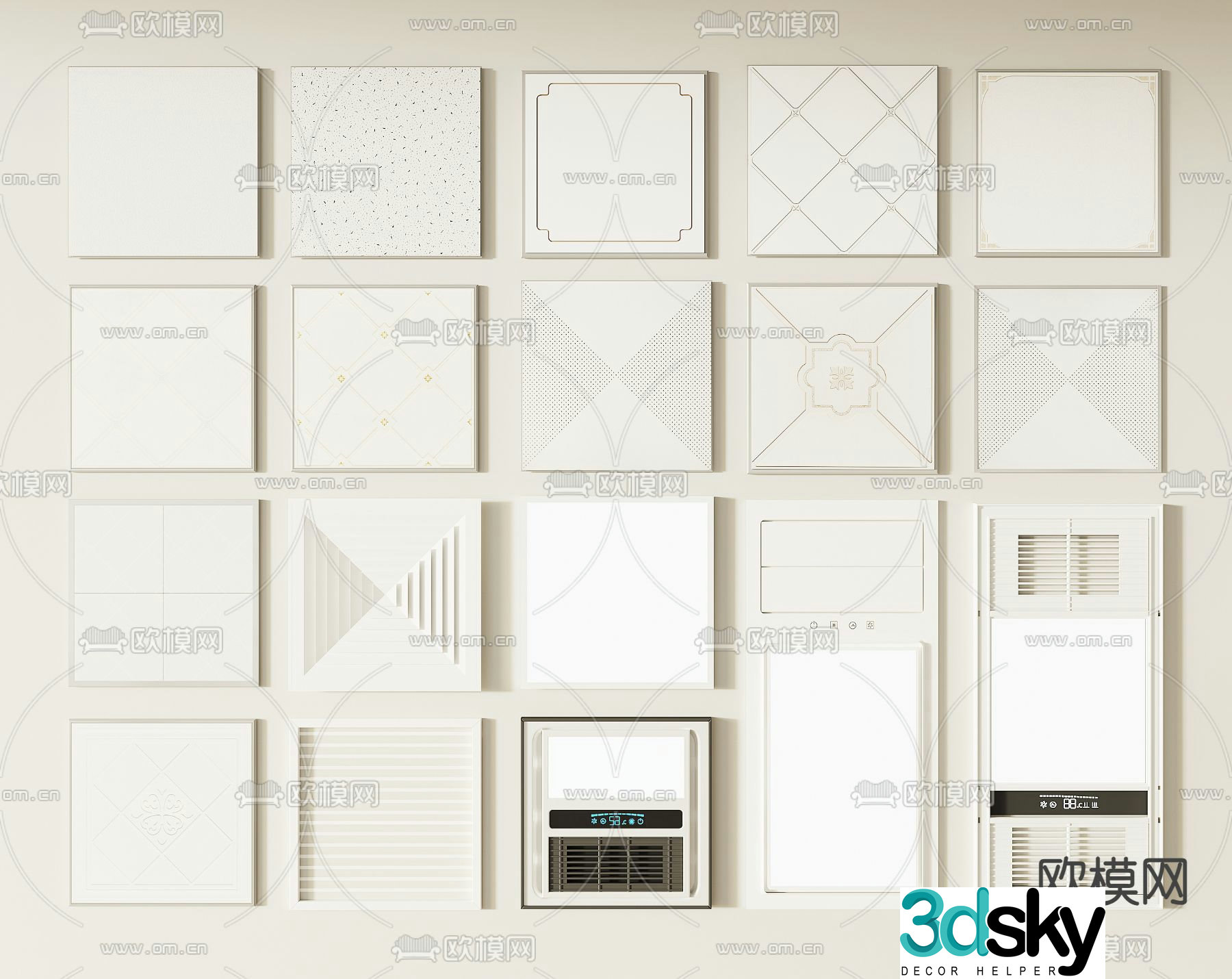 Aluminum gusset plate integrated ceiling bathroom heater 3d model