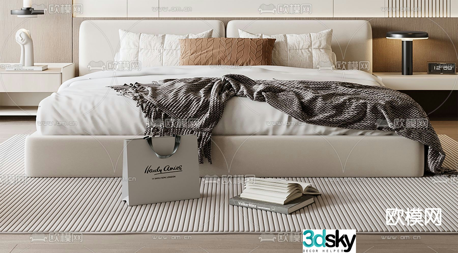 Modern double bed 3d model