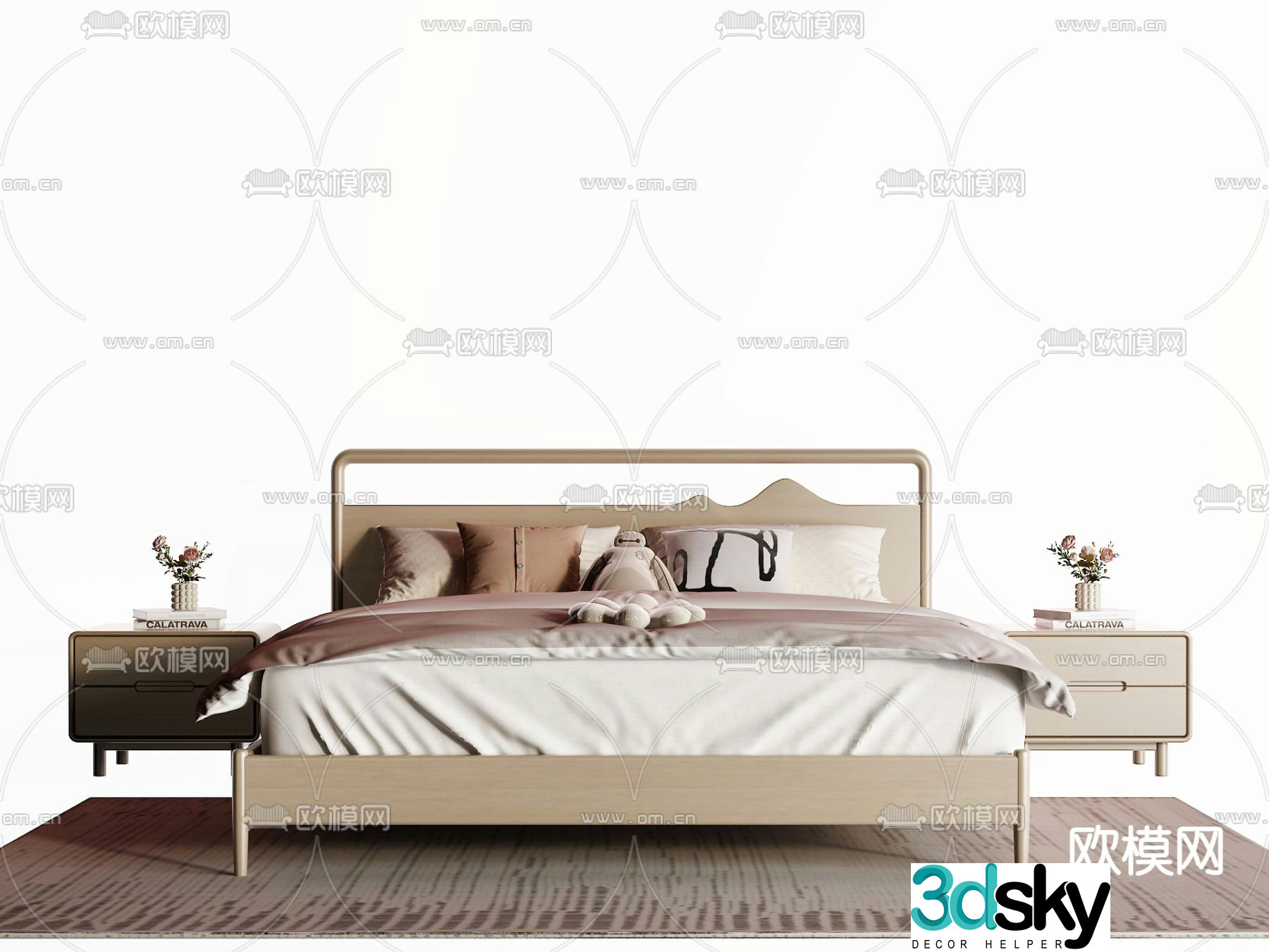 Modern children’s bed log bed 3d model