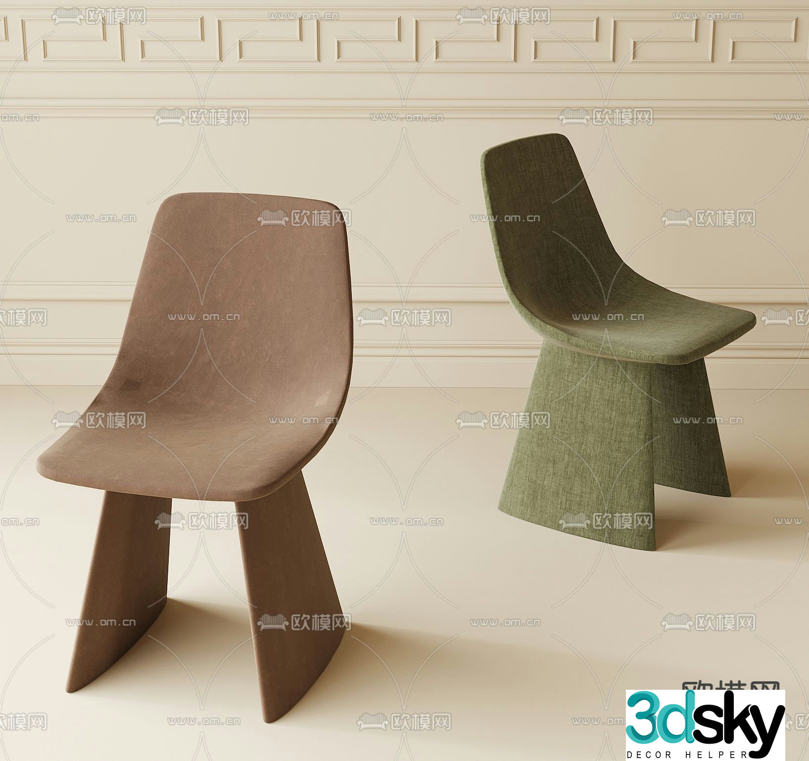 Modern single chair dining chair 3d model
