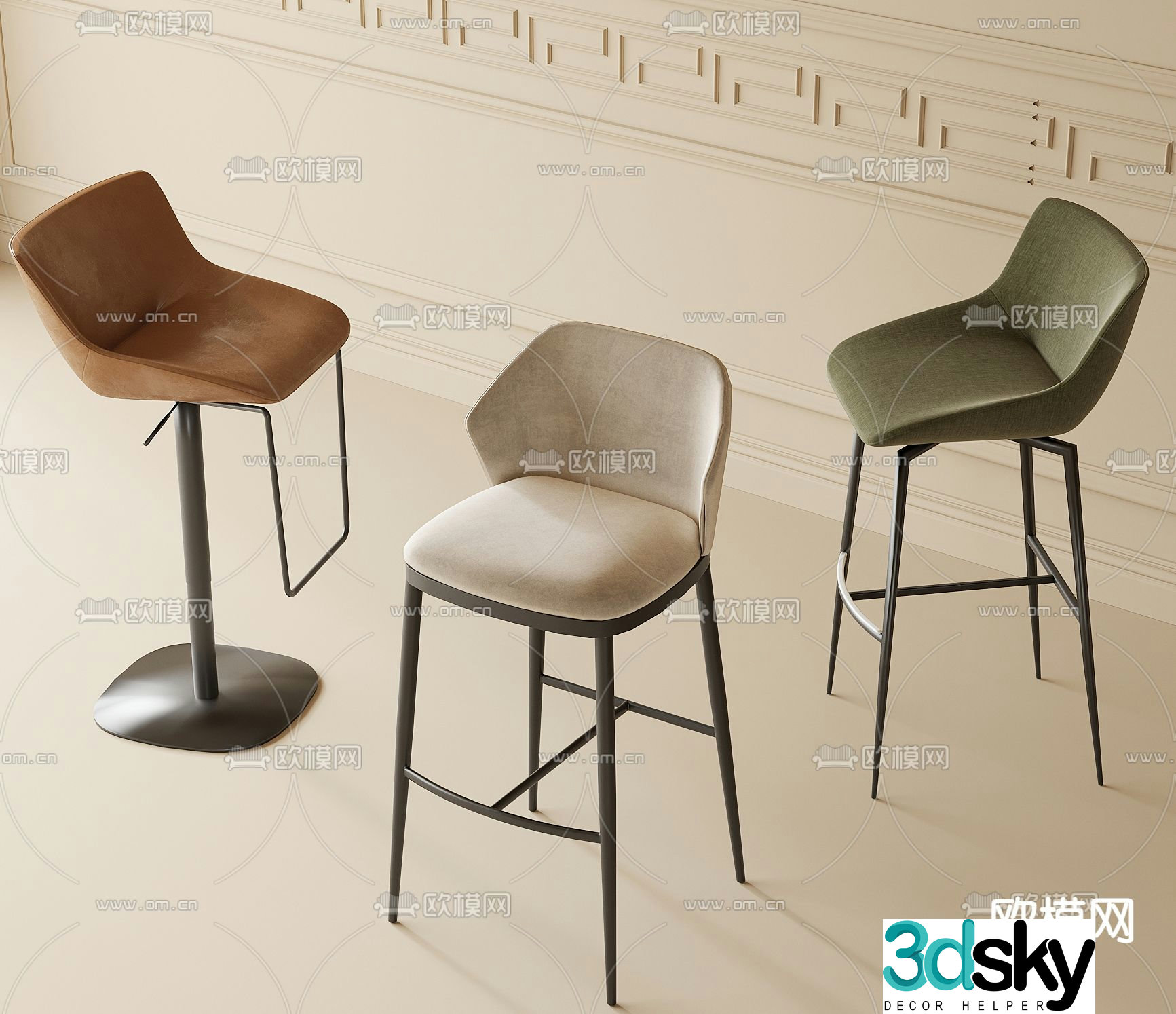 Modern bar stool bar stool high stool 3d model