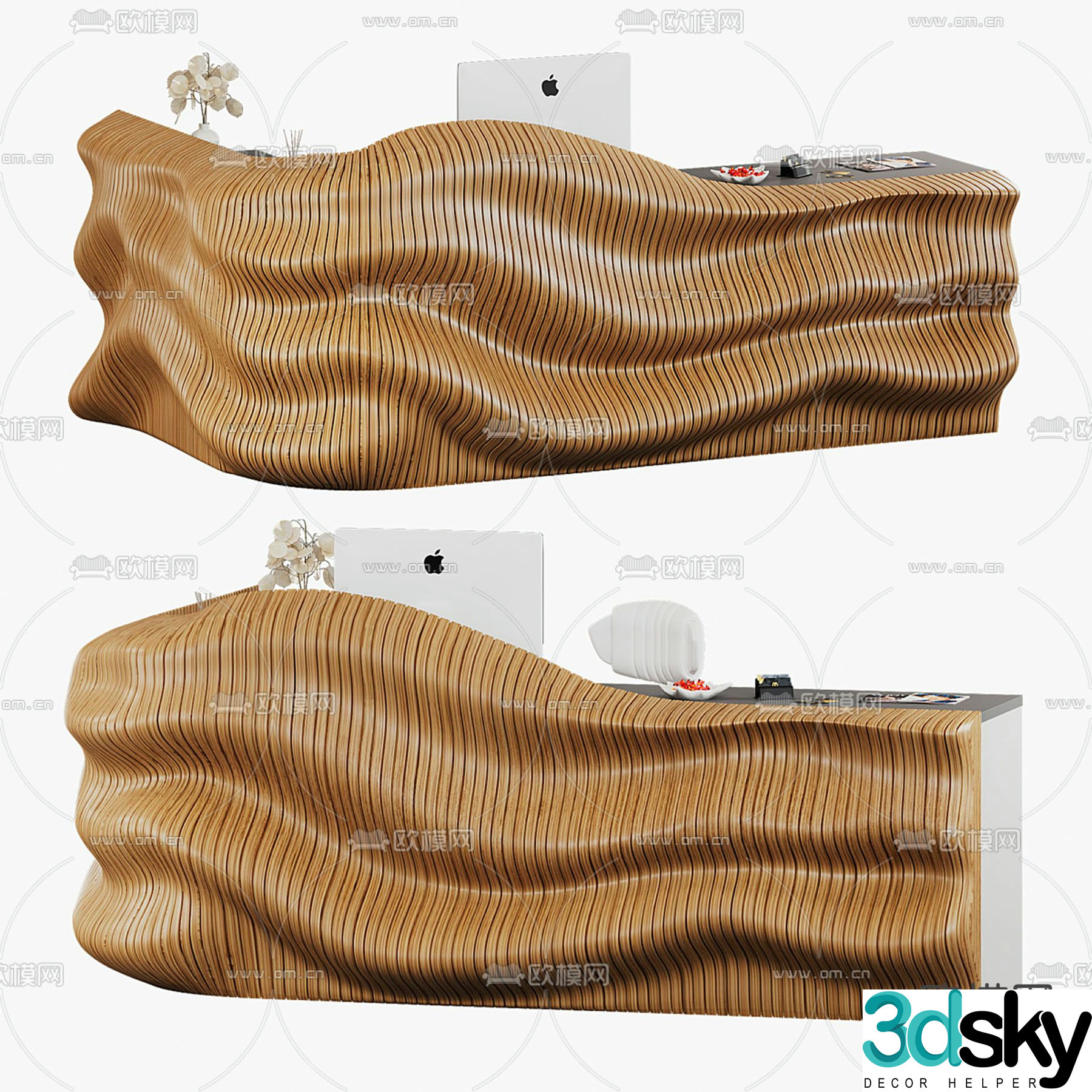 Modern front desk reception desk service desk 3d model