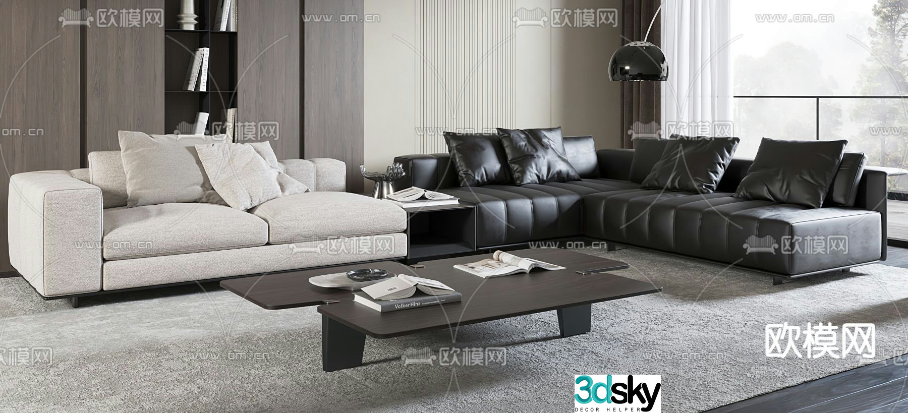 Sofa coffee table combination 3d model