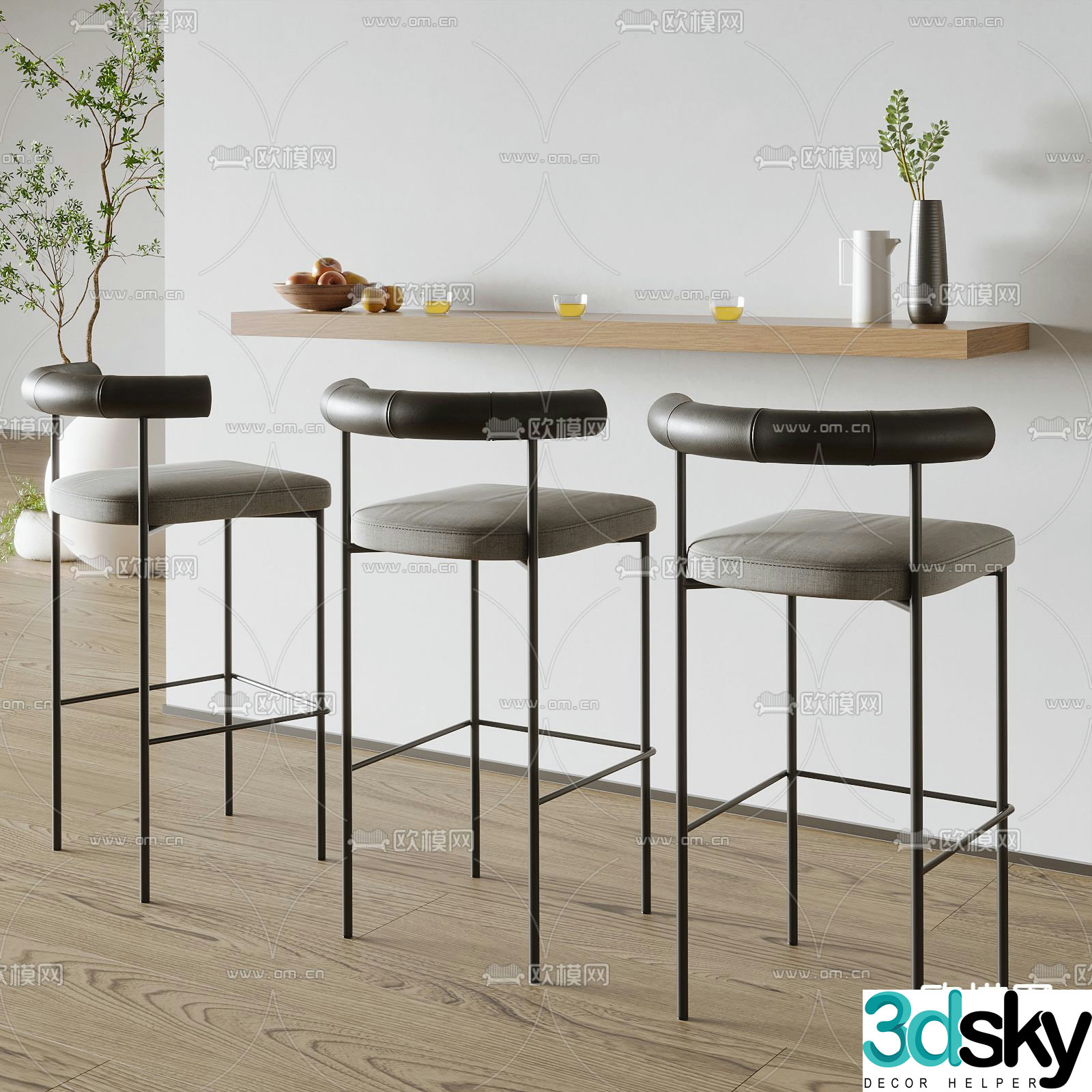 Modern bar stool bar stool high stool 3d model