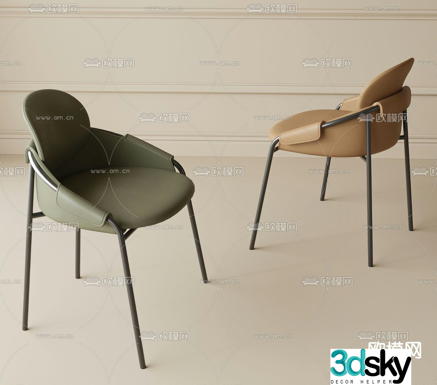 Modern chair dining chair 3d model