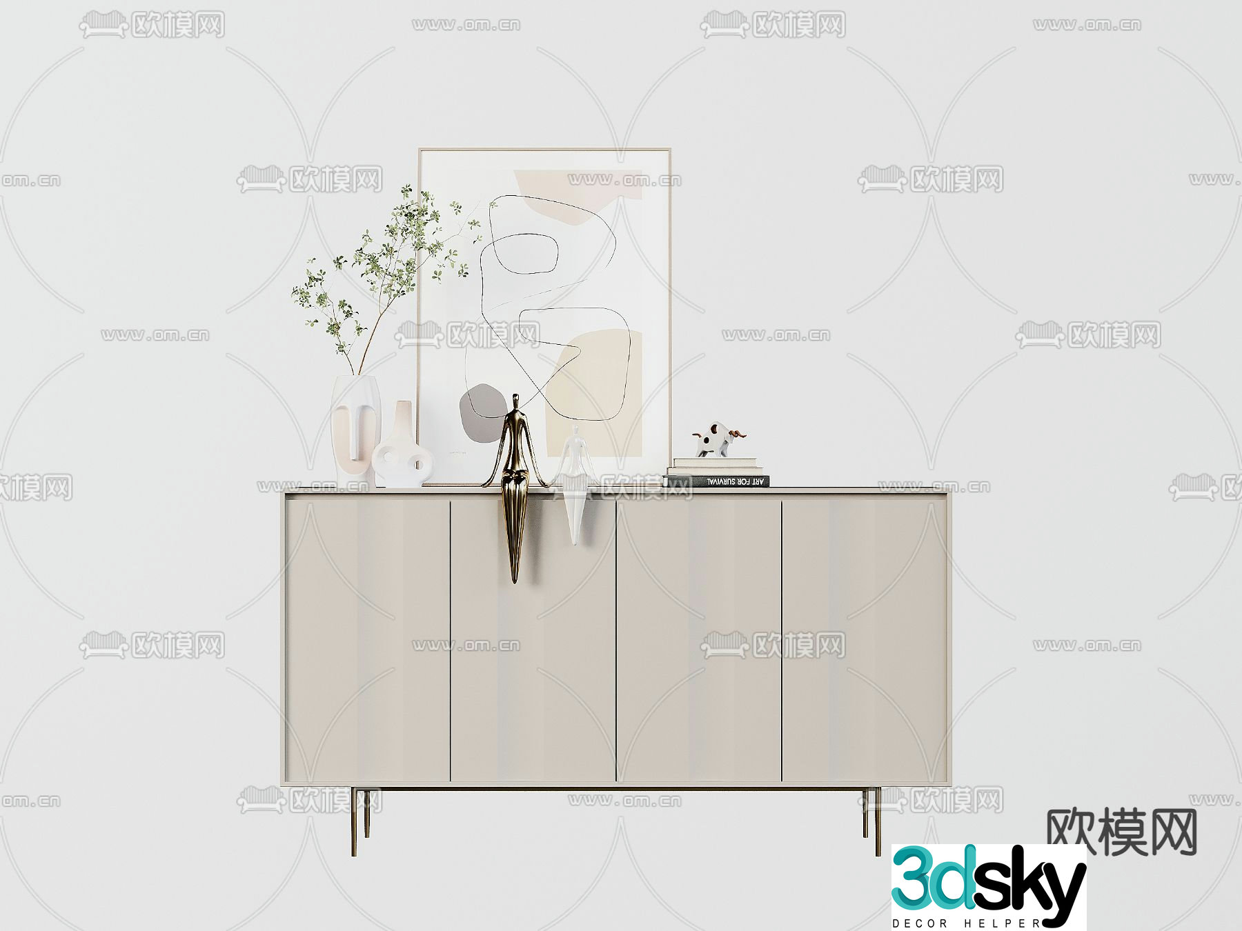 Modern end view cabinet entrance cabinet storage cabinet 3d model