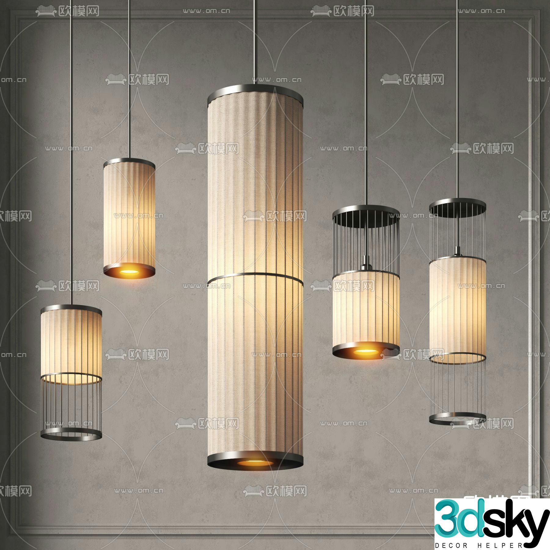 Wasabi Chandelier Lantern Chandelier 3D Model