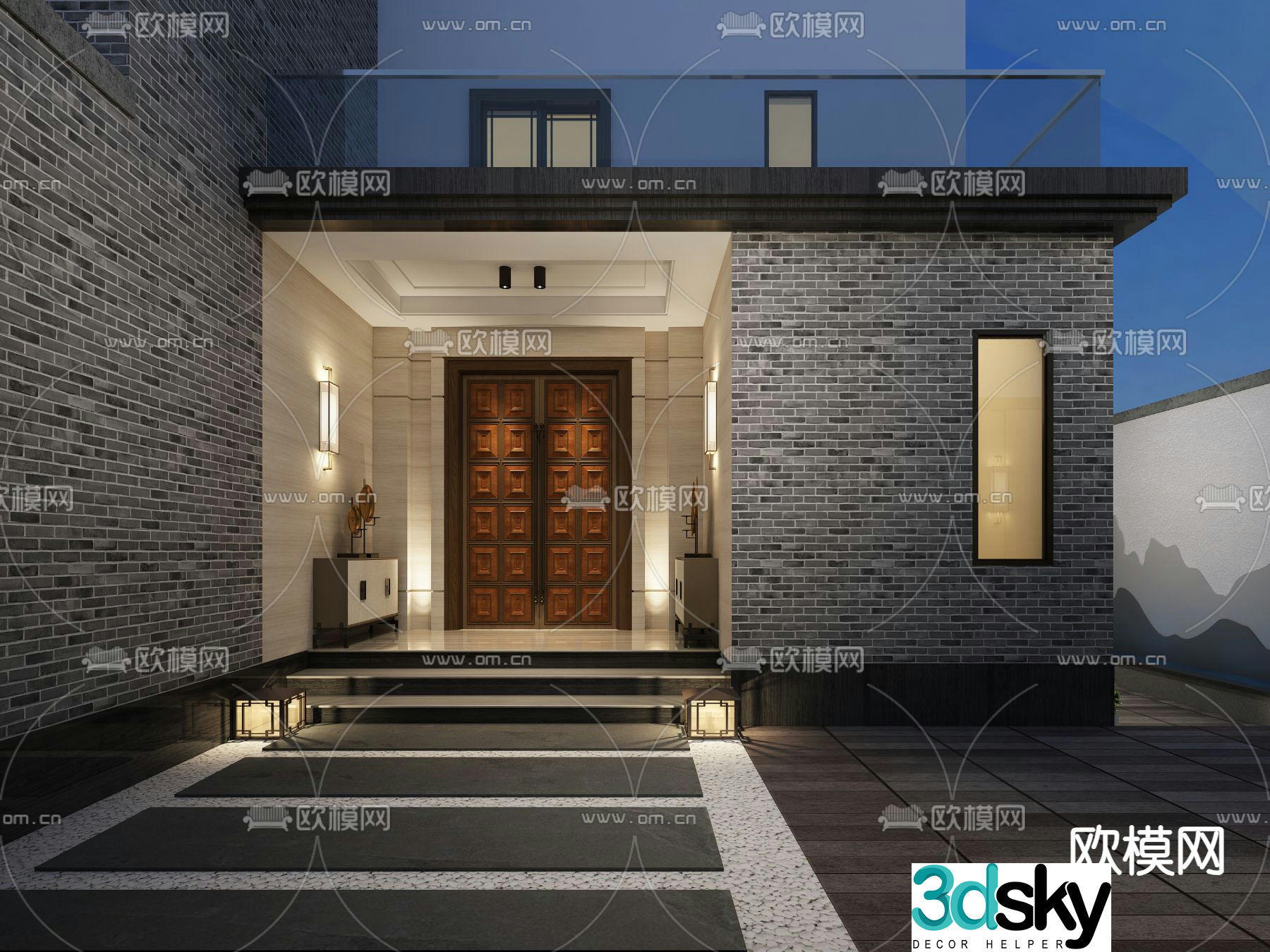 Villa courtyard garden 3d model