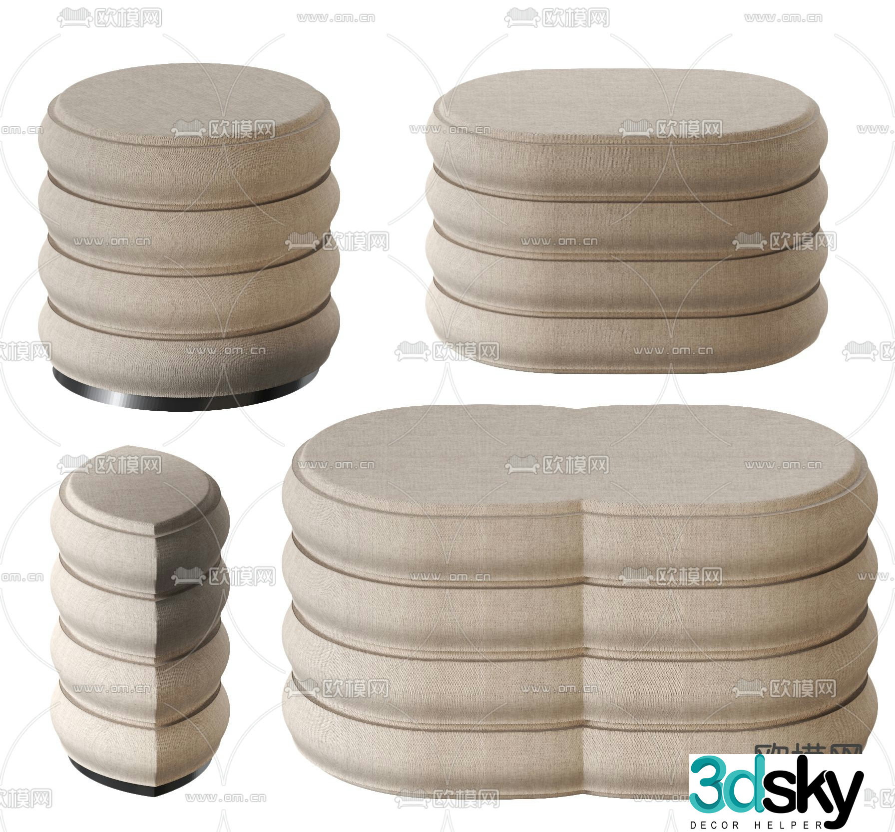 Wabi-sabi stool sofa stool shoe changing stool 3D model