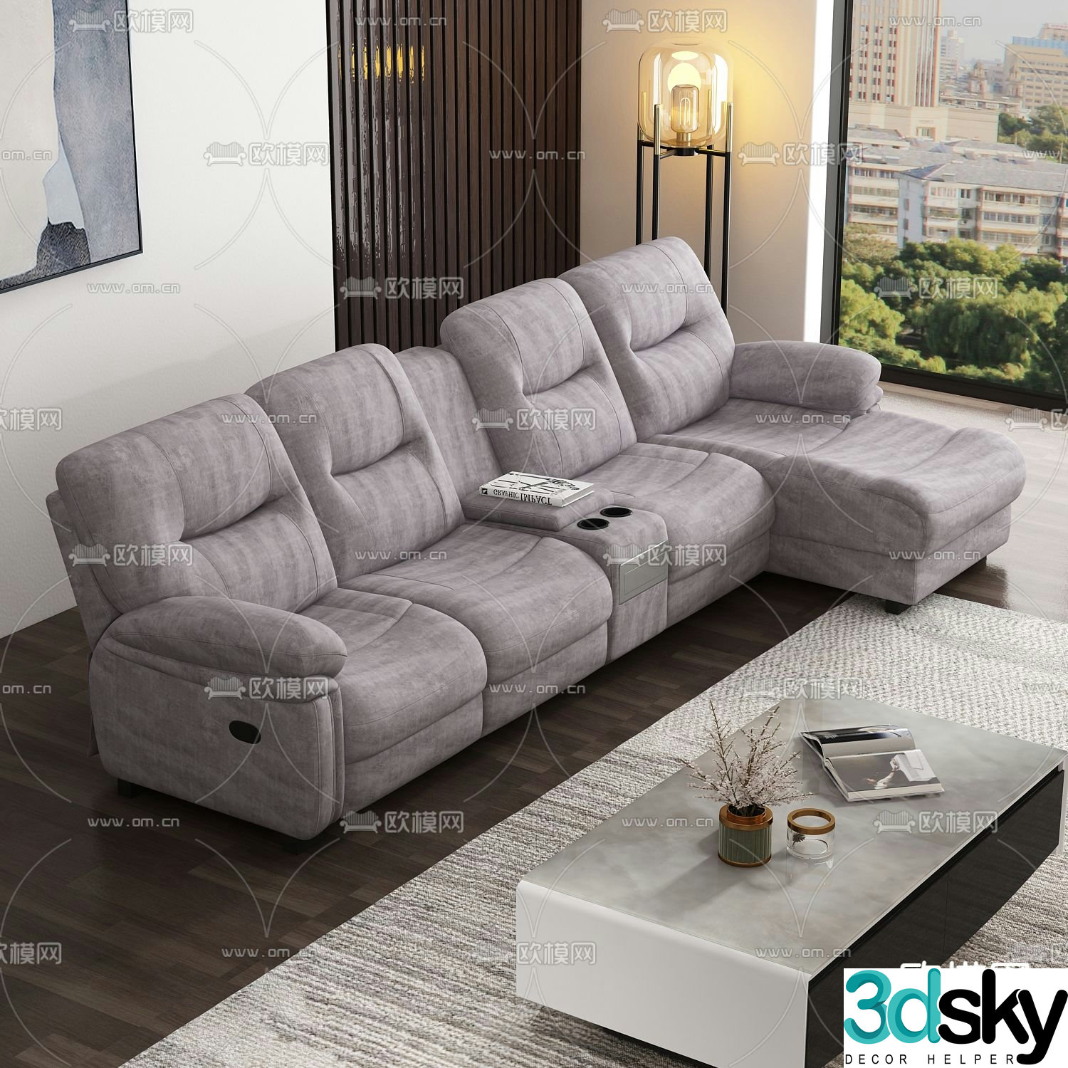 Modern multi-seater sofa 3d model