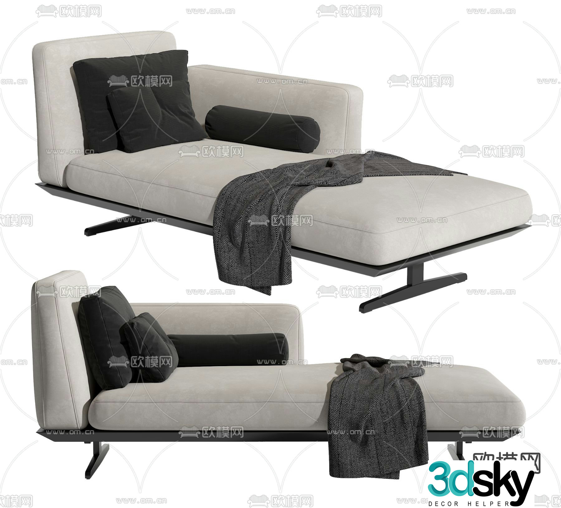Chaise longue beauty collapse 3d model