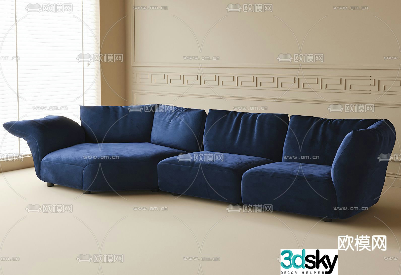 Petal Multi-person Sofa Fabric Sofa 3D Model