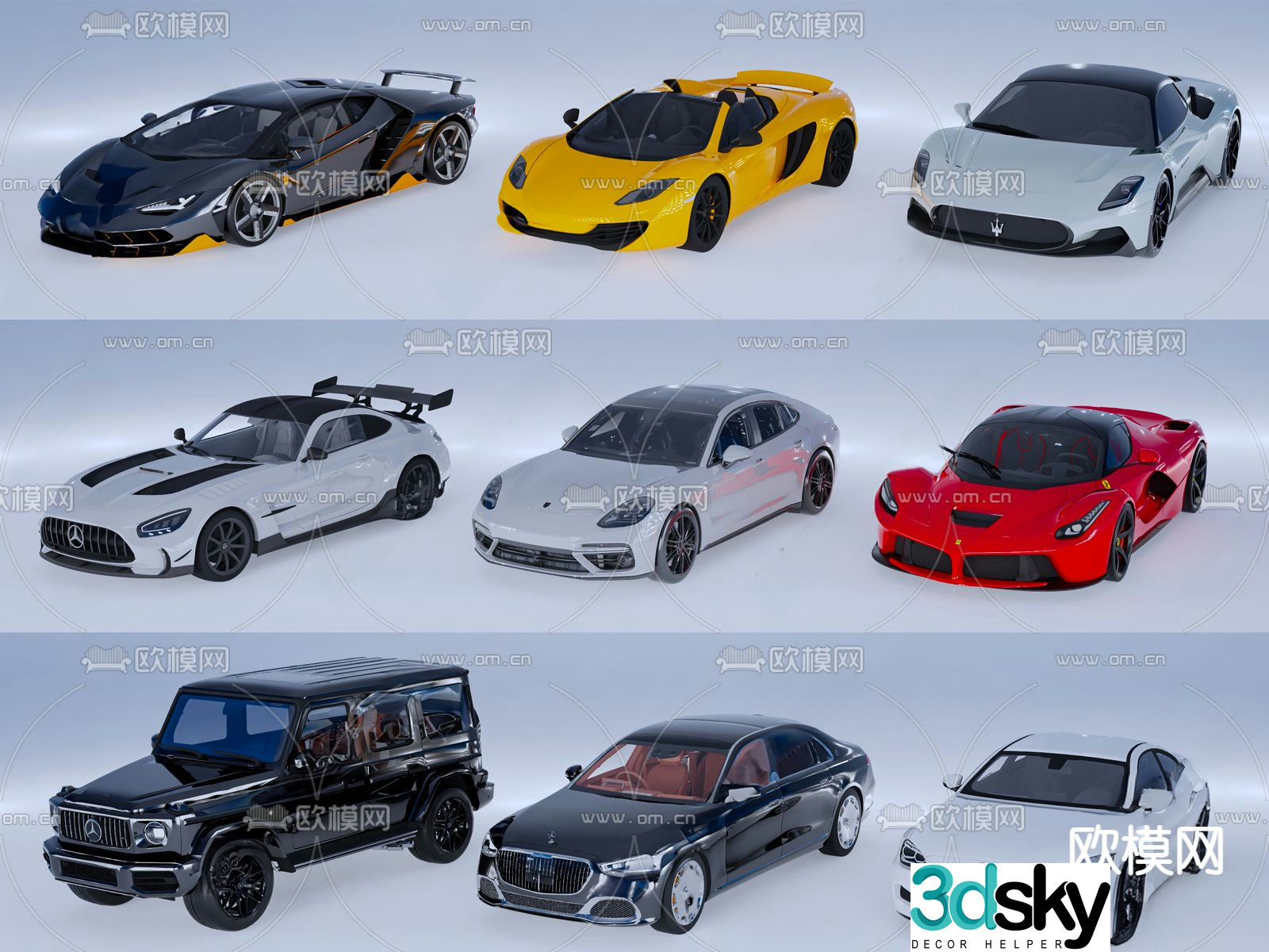 car sedan sports car off road vehicle 3d model