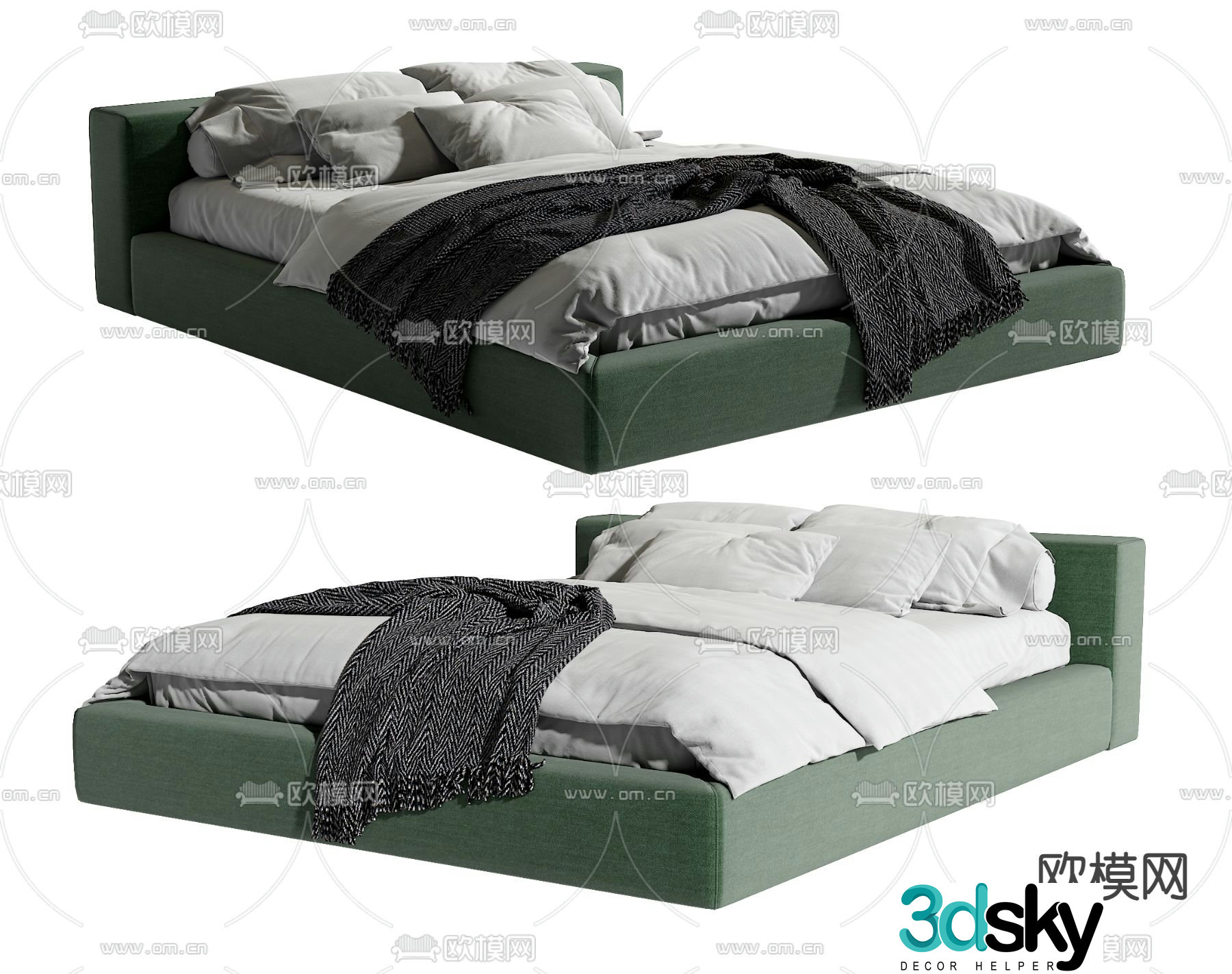 Modern double bed 3d model