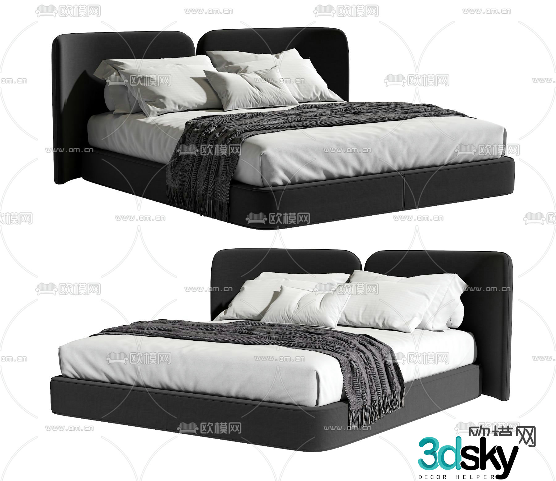 Modern double bed 3d model