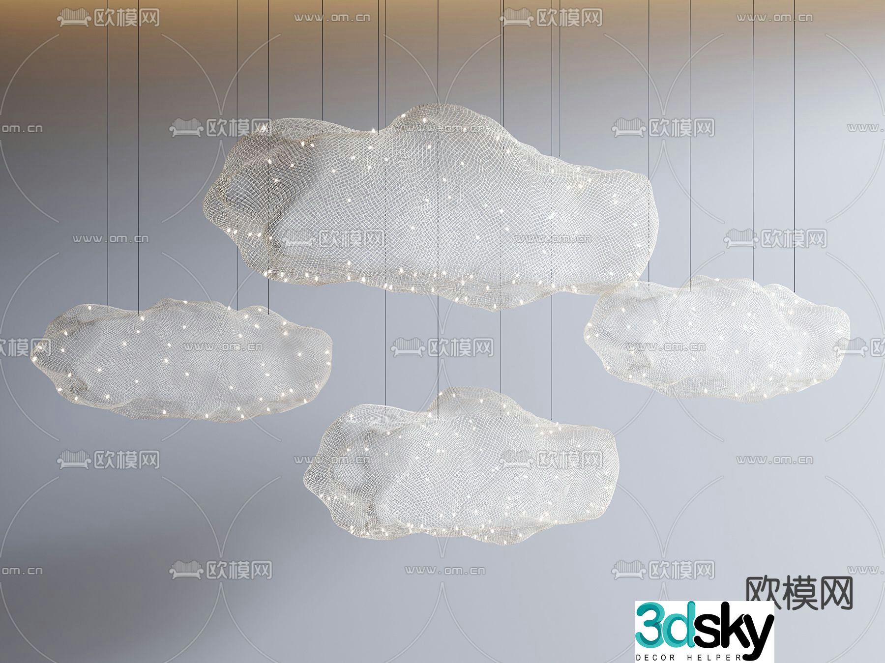 Cloud chandelier art chandelier hotel chandelier 3d model