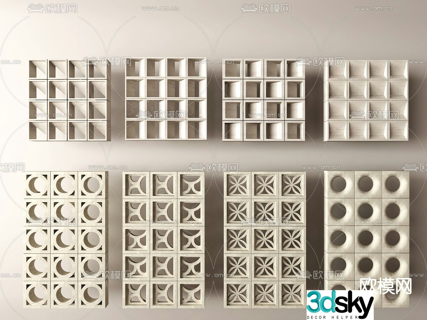 Hollow cement brick hollow cement partition 3d model