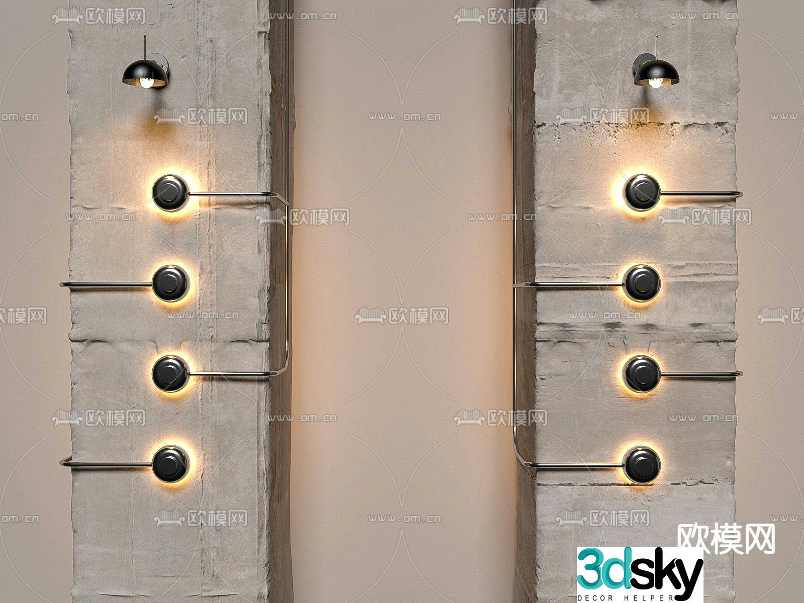 Industrial wind wall lamp 3d model