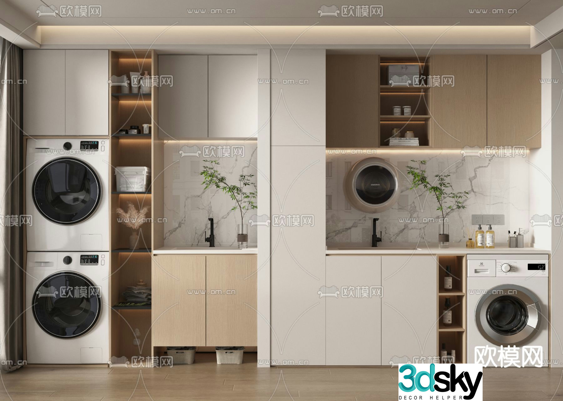 Modern balcony washing machine cabinet 3d model