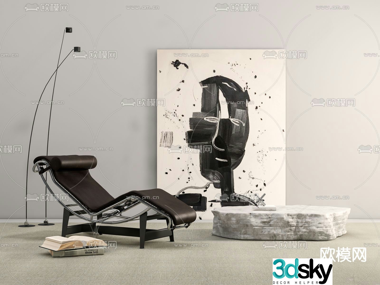 leather chair recliner 3d model